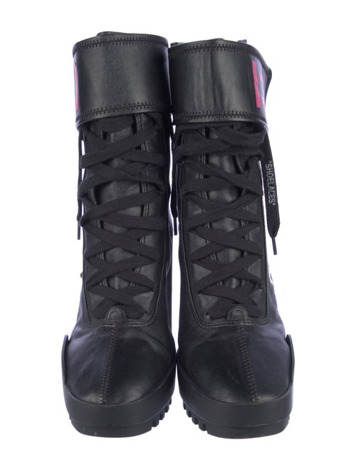 Off-White Leather Graphic Print Sock Boots