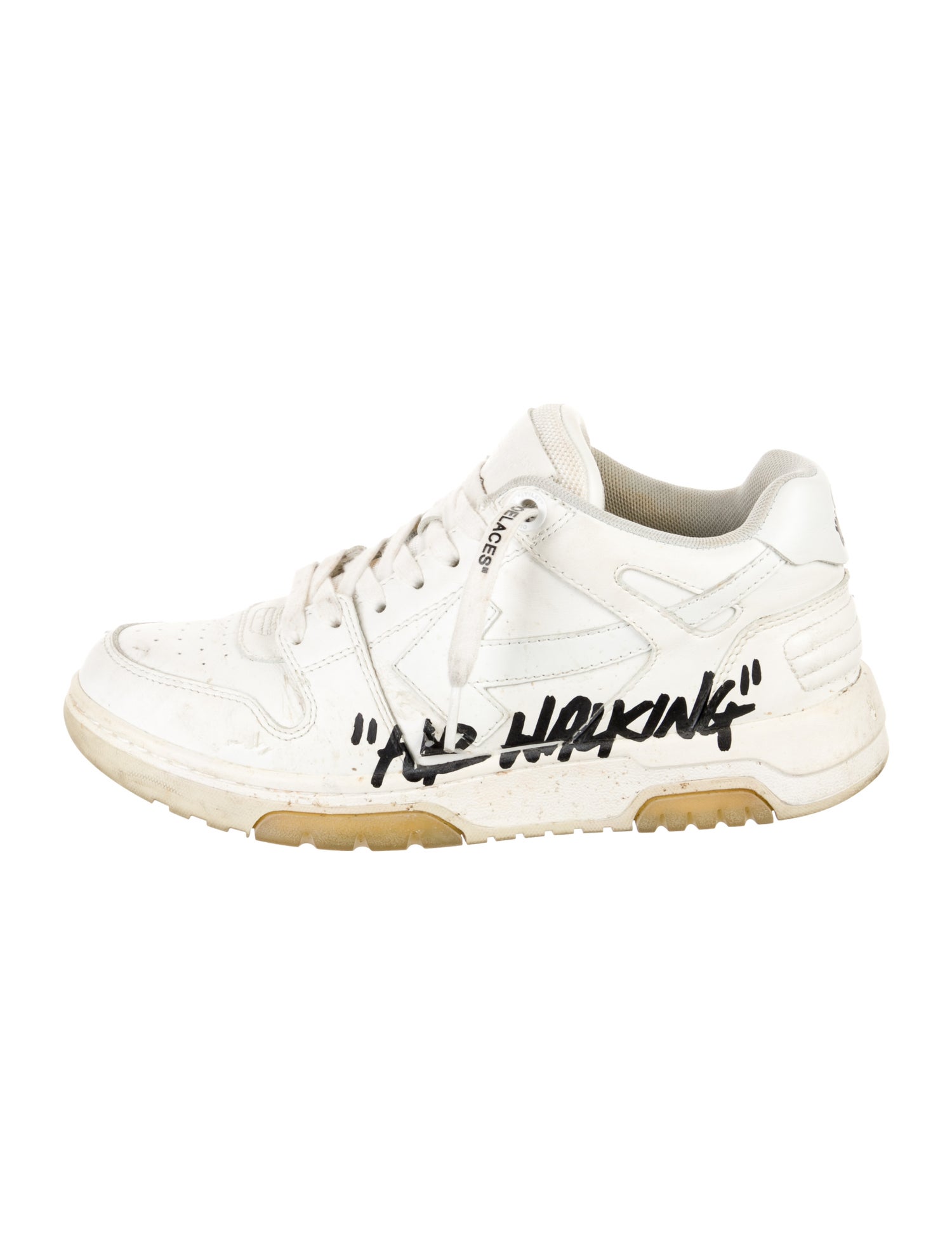 Off-White Leather Graphic Print Sneakers