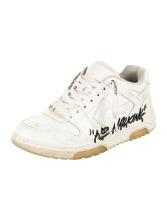 Off-White Leather Graphic Print Sneakers