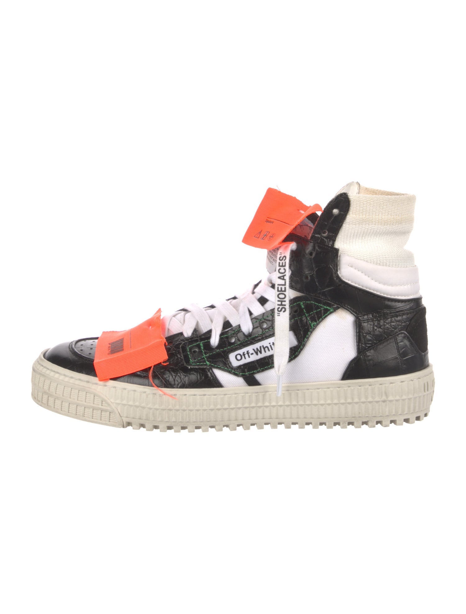 Off-White Embossed Leather Colorblock Pattern Sneakers