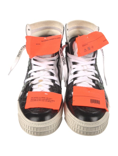 Off-White Embossed Leather Colorblock Pattern Sneakers