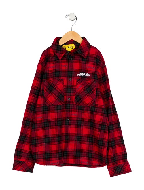 Off-White Boys' Plaid Flannel Shirt