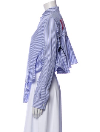 Off-White Striped Long Sleeve Button-Up Top