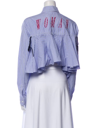 Off-White Striped Long Sleeve Button-Up Top
