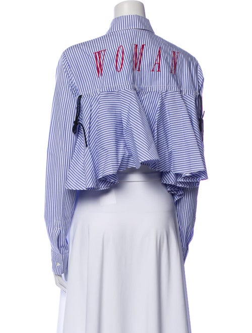 Off-White Striped Long Sleeve Button-Up Top