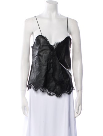 Off-White Leather V-Neck Top