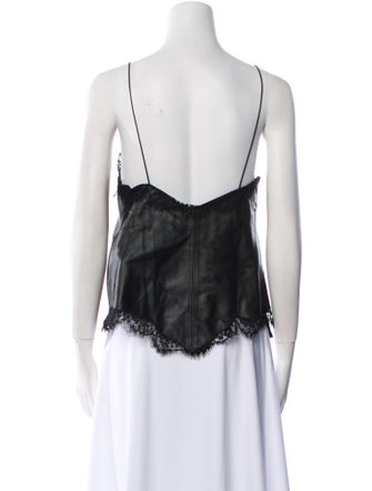 Off-White Leather V-Neck Top