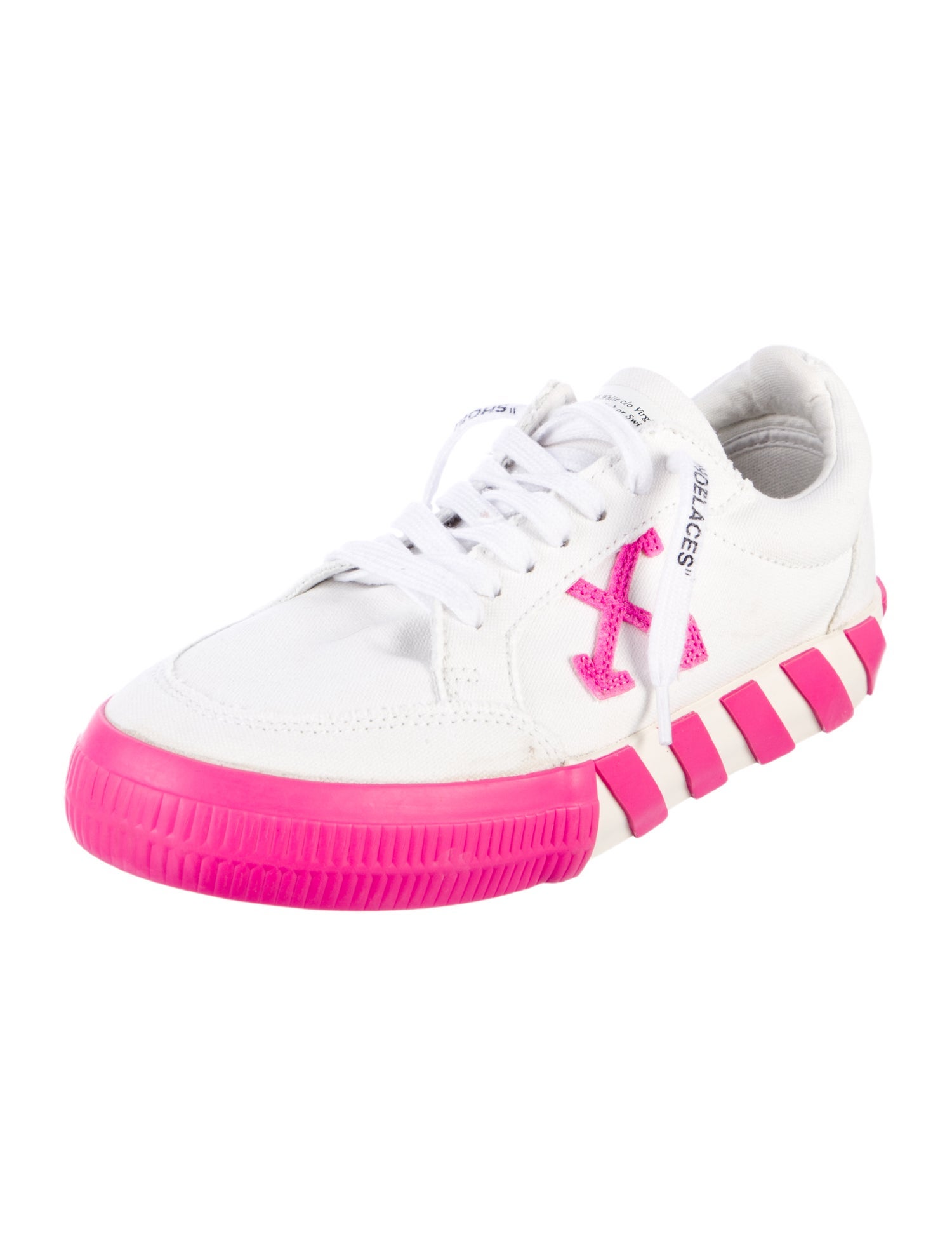 Off-White Canvas Colorblock Pattern Sneakers