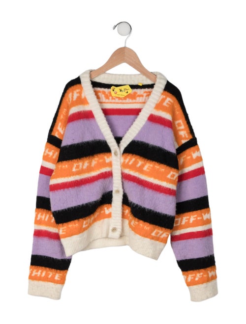 Off-White Girls Stripe Logo Knit Cardigan