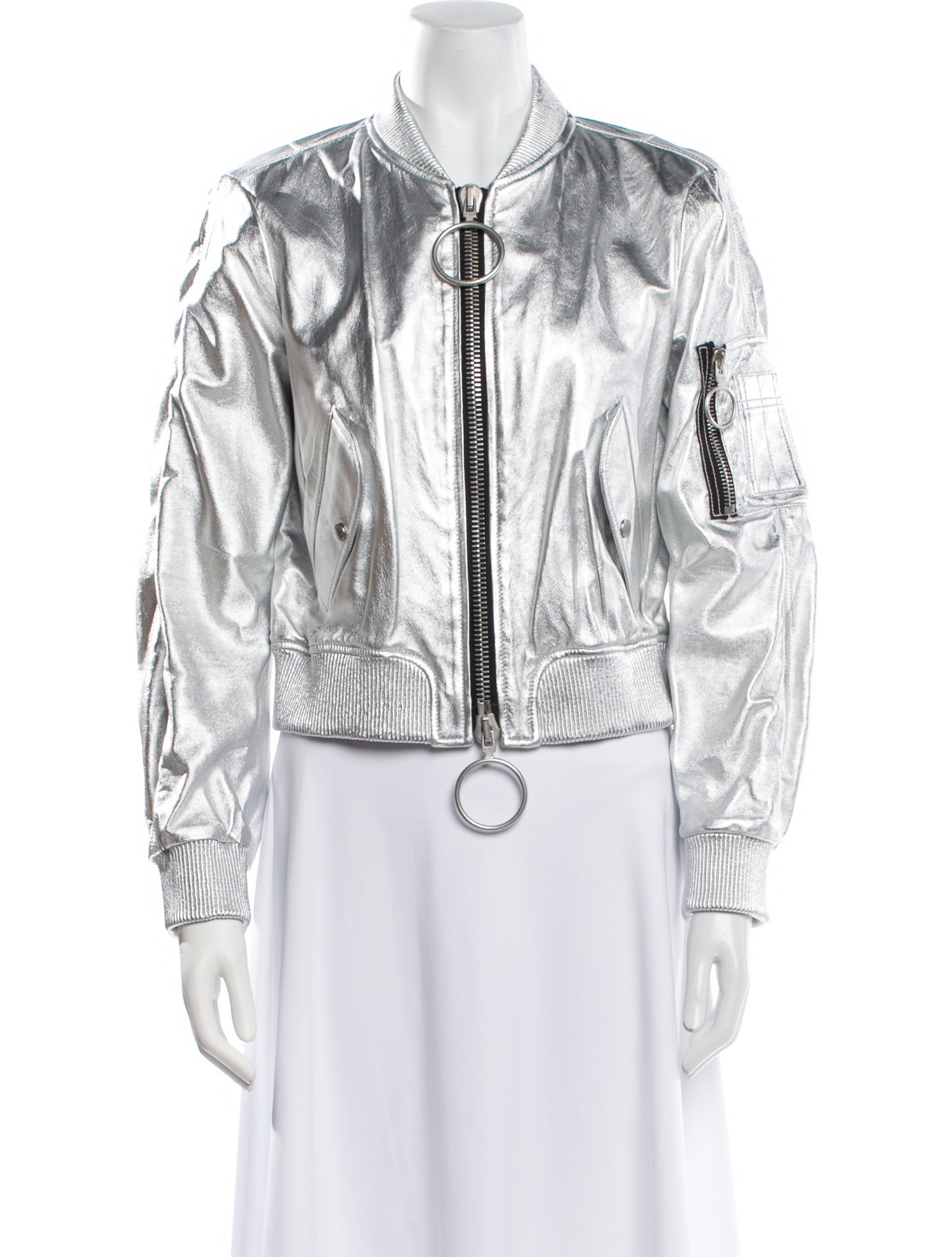 Off-White Leather Printed Bomber Jacket