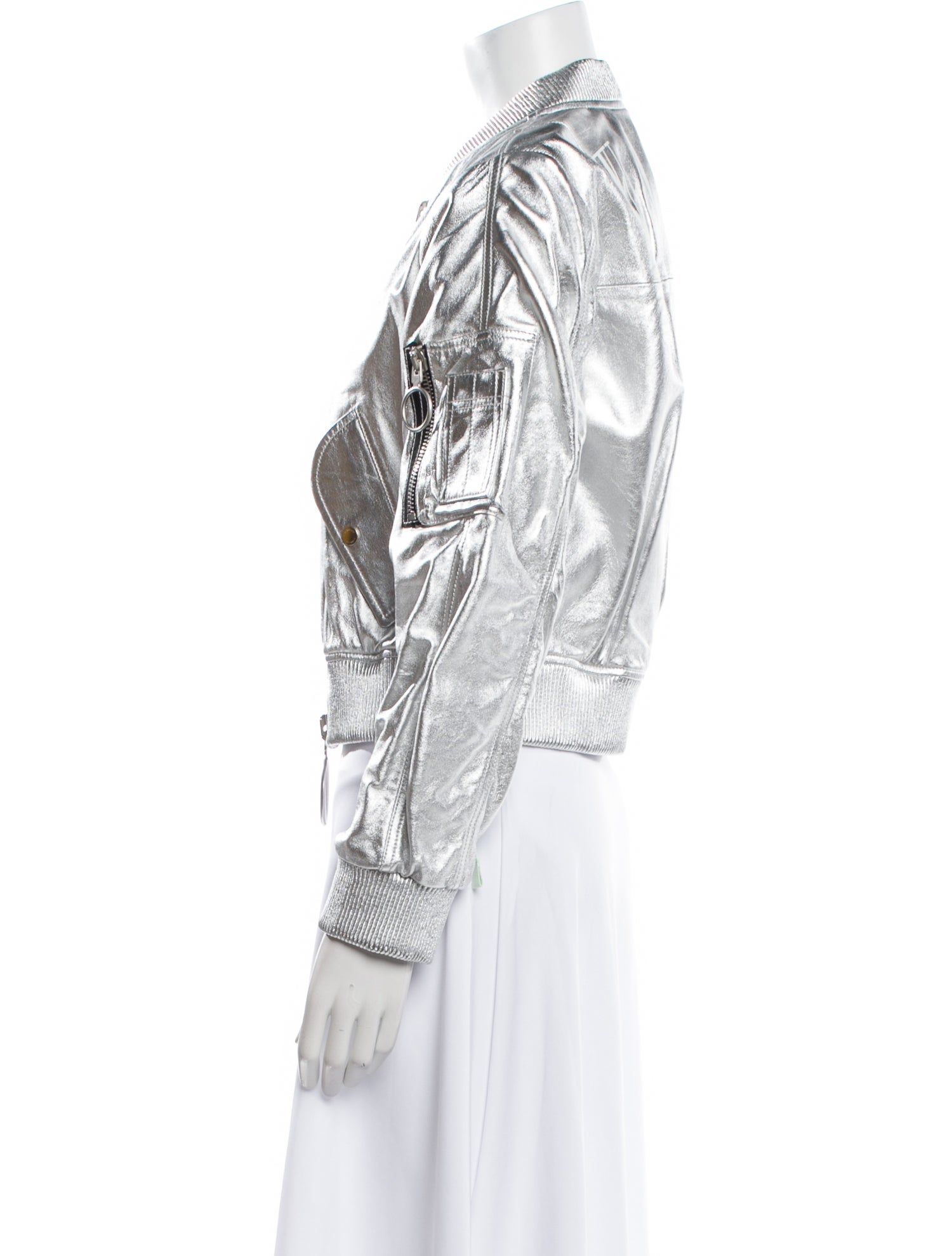 Off-White Leather Printed Bomber Jacket