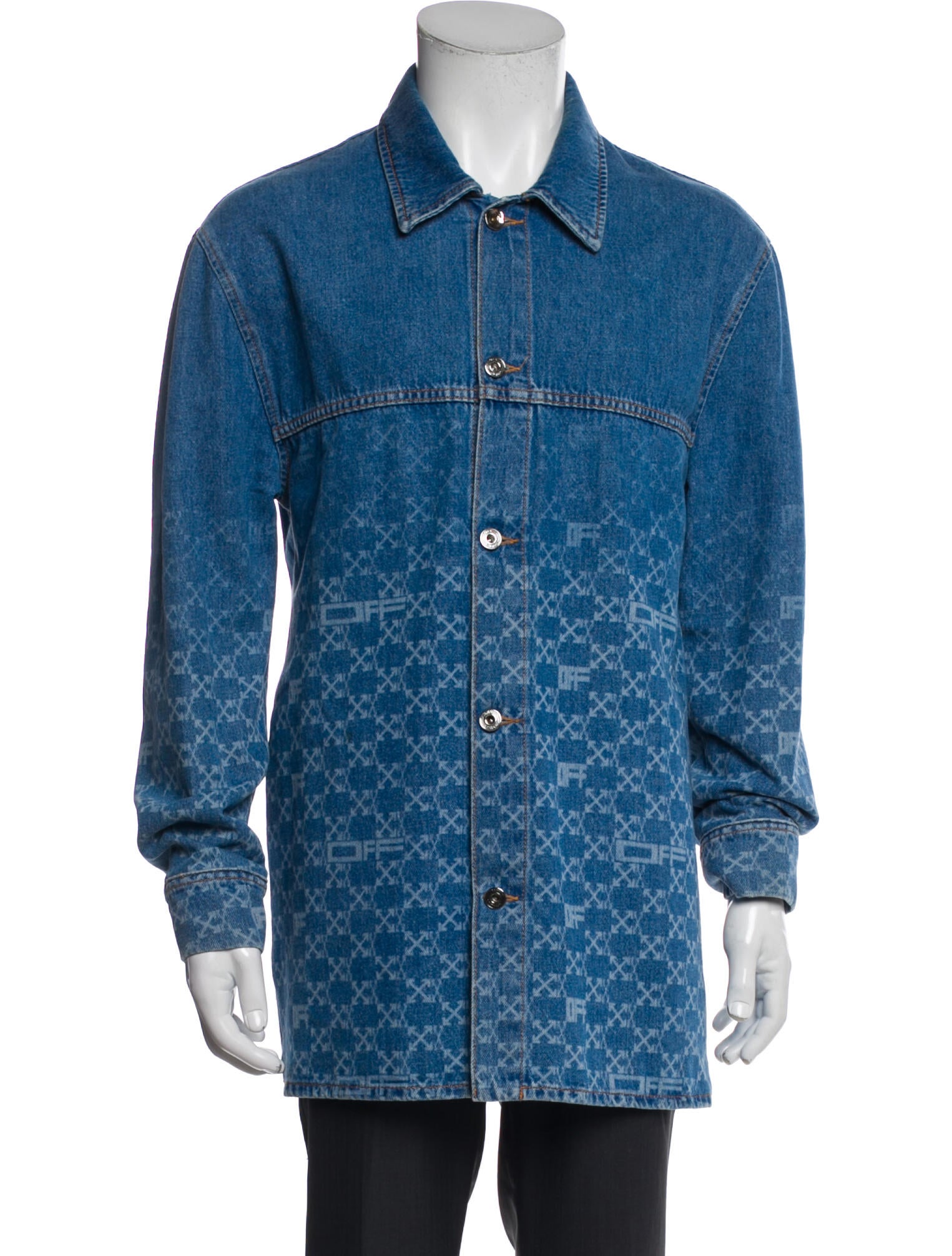 Off-White Printed Long Sleeve Denim Shirt