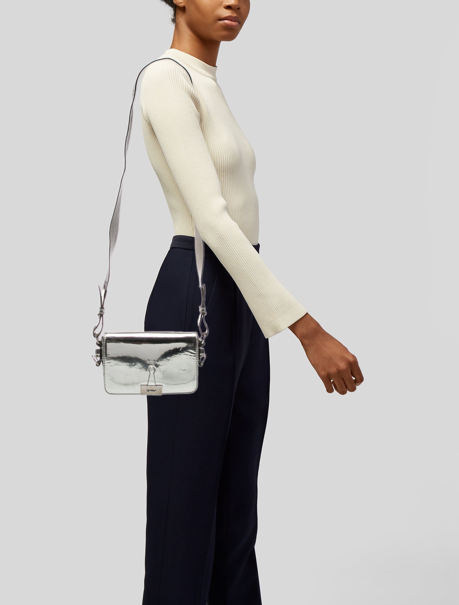 Off-White Patent Leather Crossbody Bag