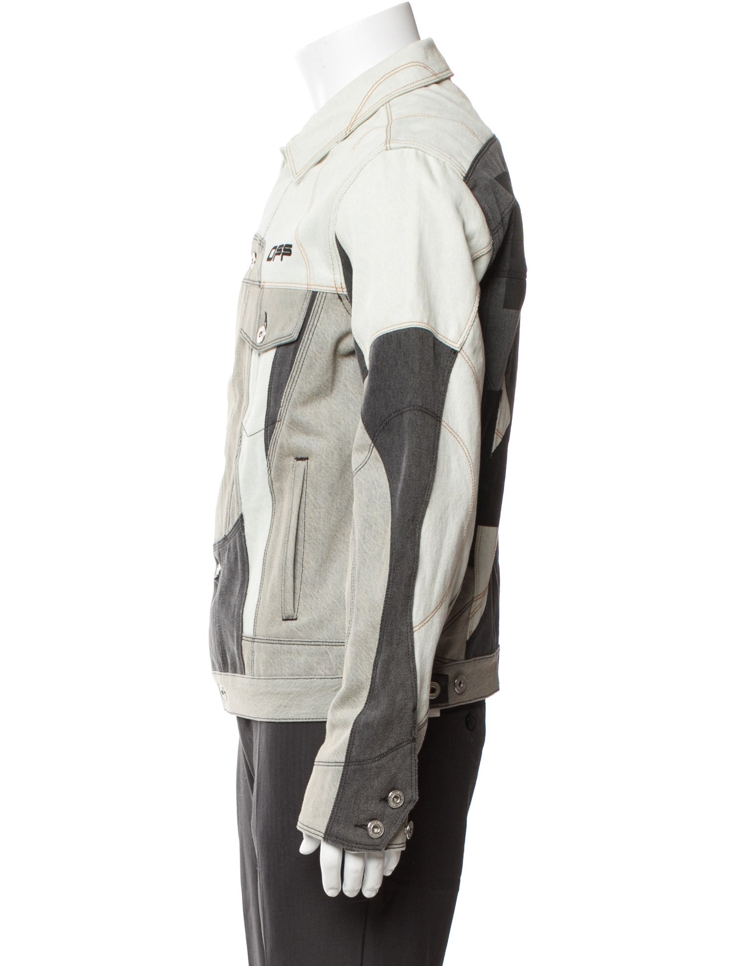 Off-White 2020 Colorblock Pattern Denim Jacket