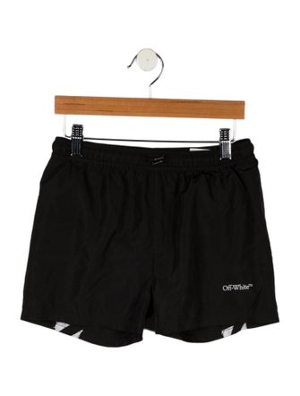 Off-White Boys' Logo Printed Drawstring Swim Shorts