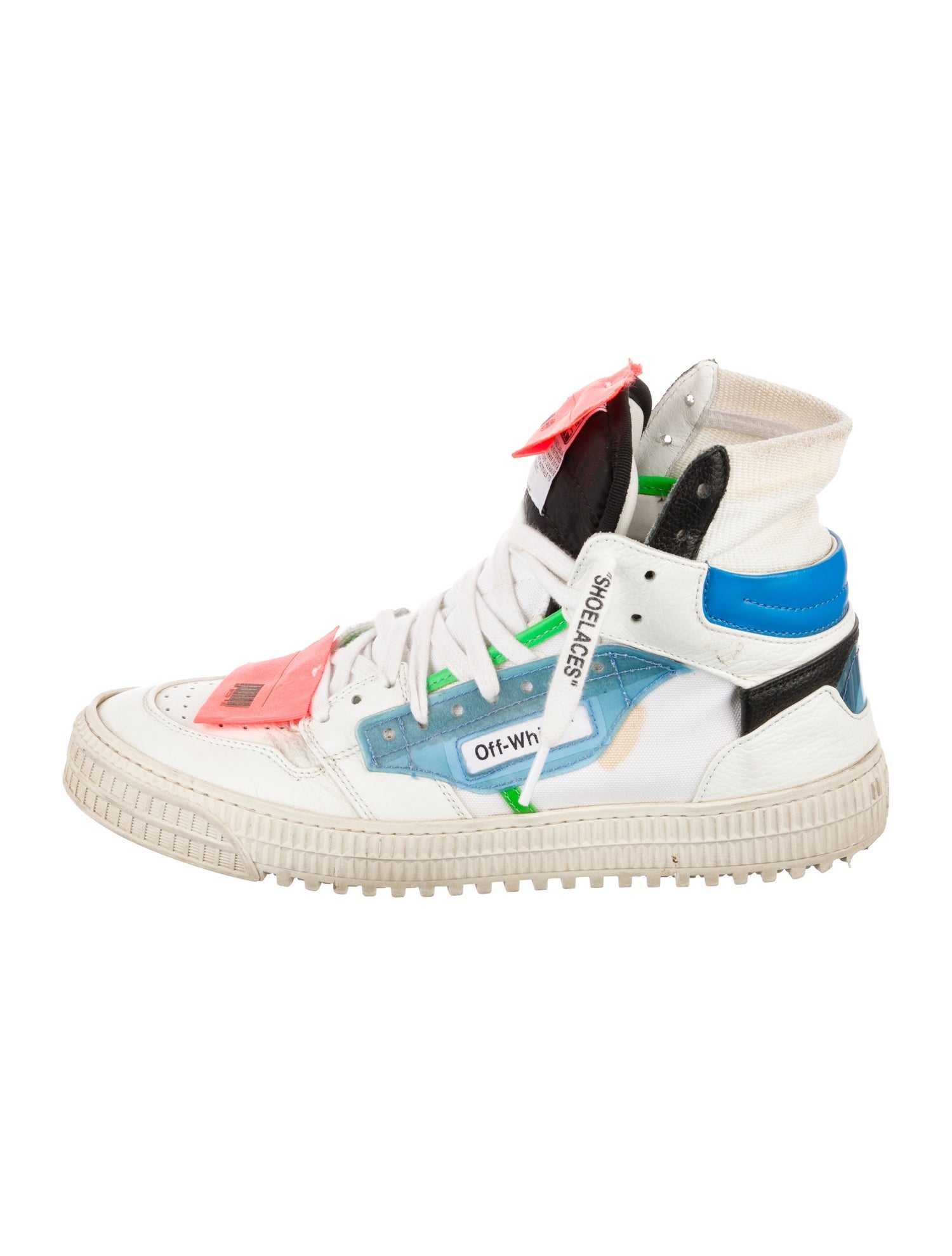 Off-White Leather Colorblock Pattern Sneakers