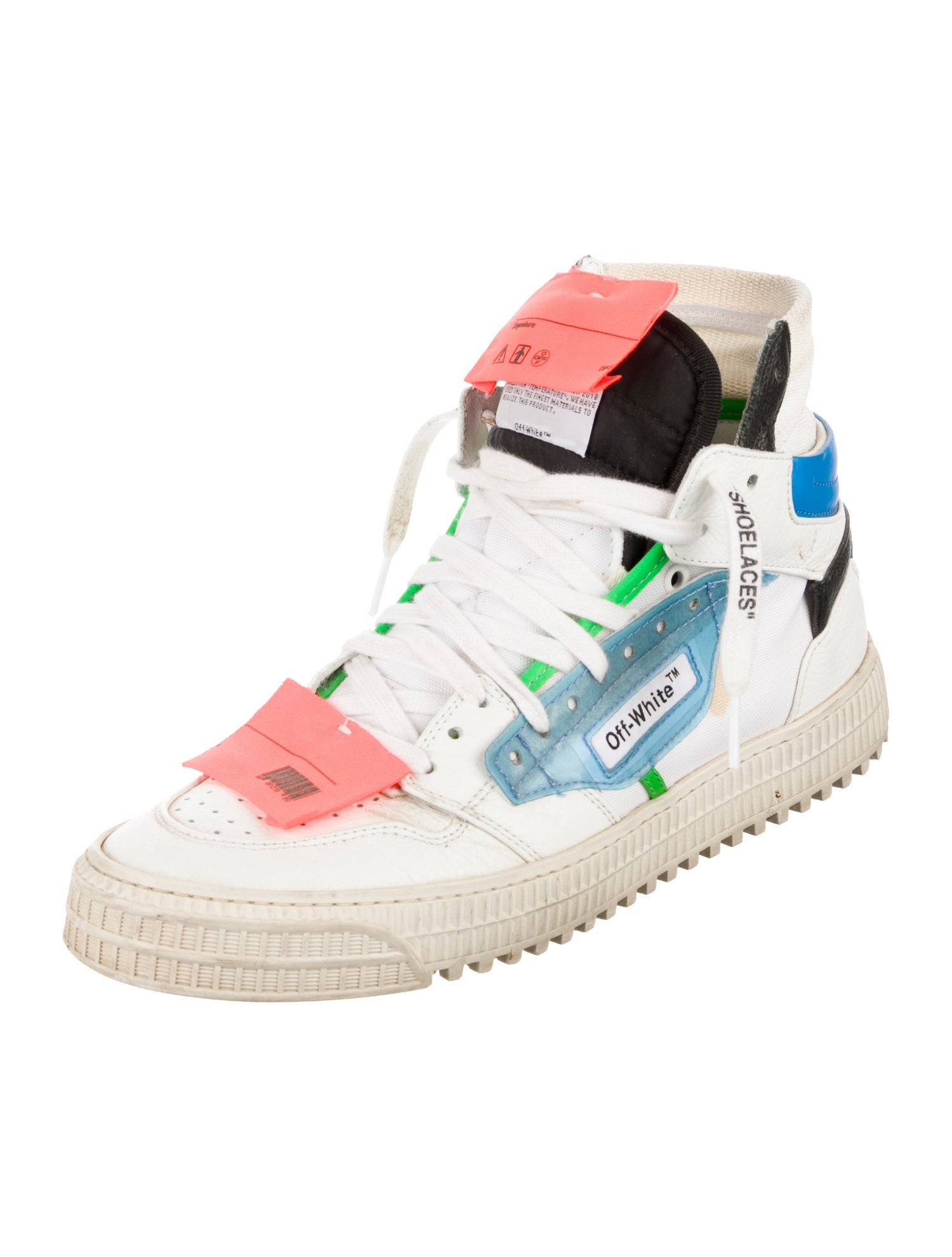 Off-White Leather Colorblock Pattern Sneakers