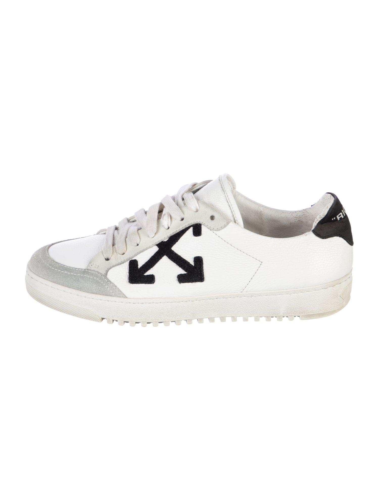 Off-White Leather Colorblock Pattern Sneakers