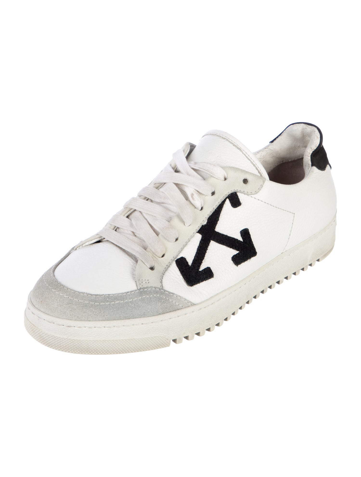 Off-White Leather Colorblock Pattern Sneakers