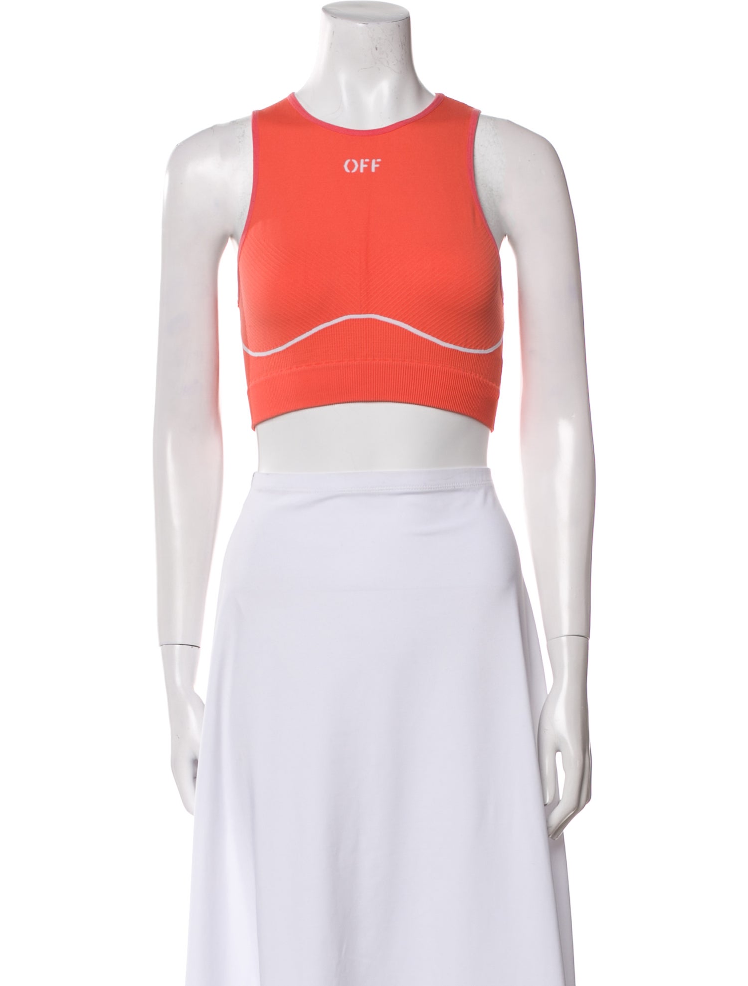 Off-White Crew Neck Sleeveless Crop Top