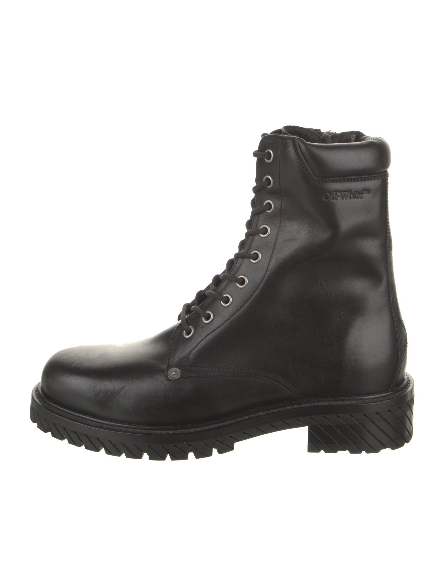Off-White Leather Combat Boots