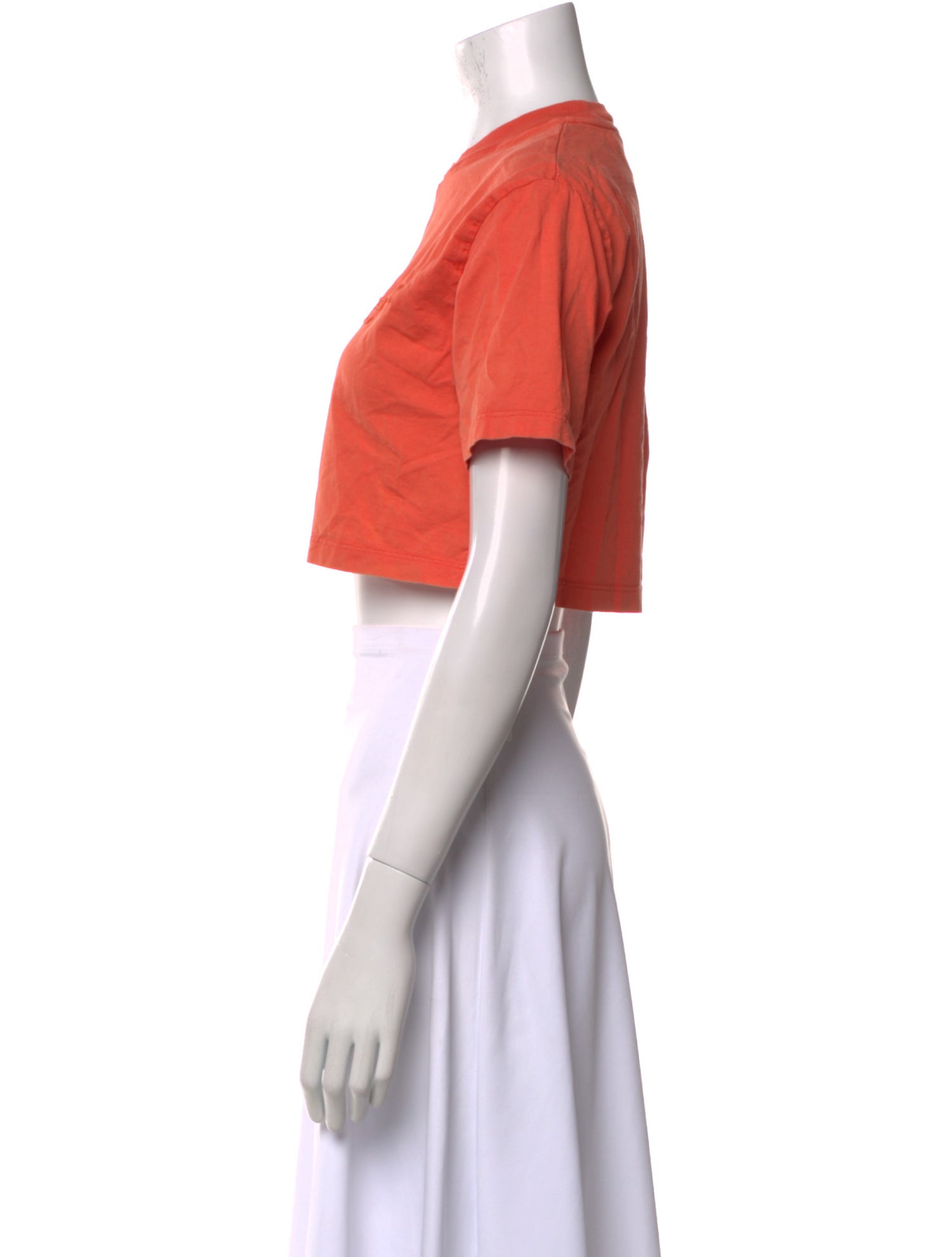 Off-White Crew Neck Short Sleeve Crop Top