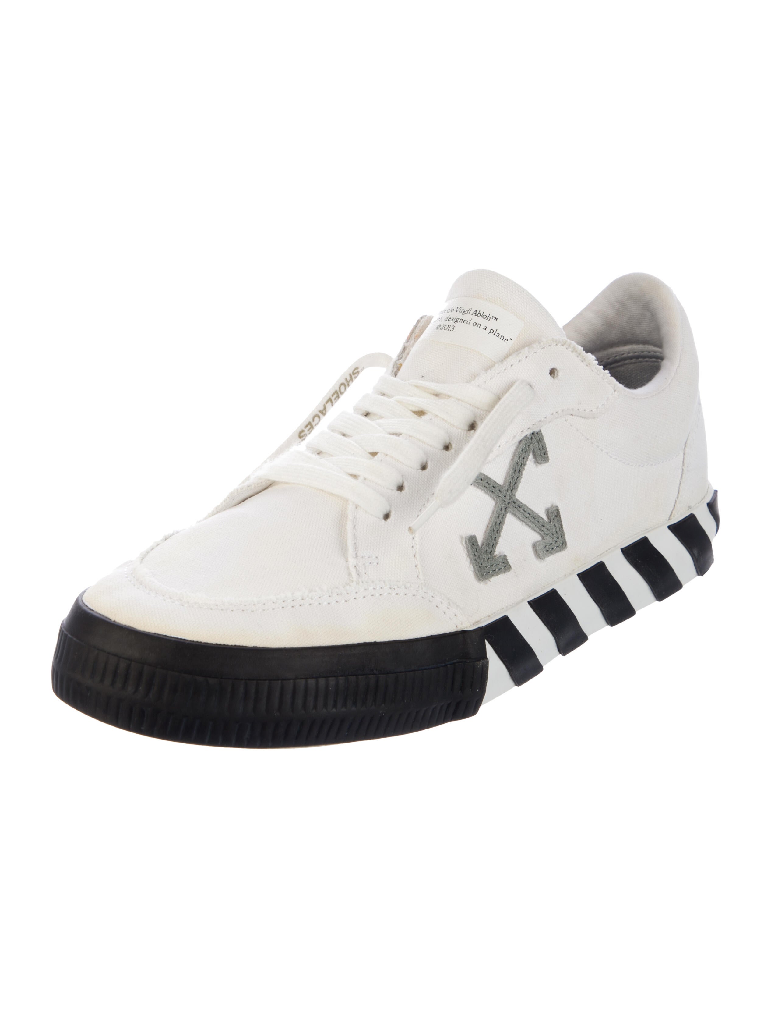 Off-White Canvas Printed Athletic Sneakers