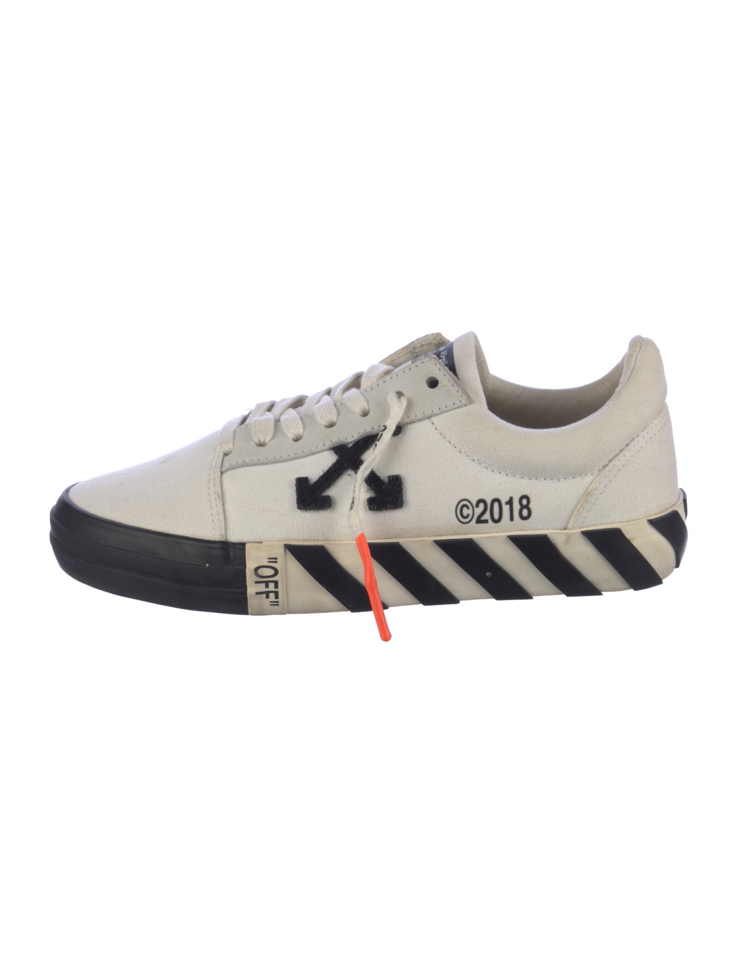 Off-White Canvas Printed Athletic Sneakers