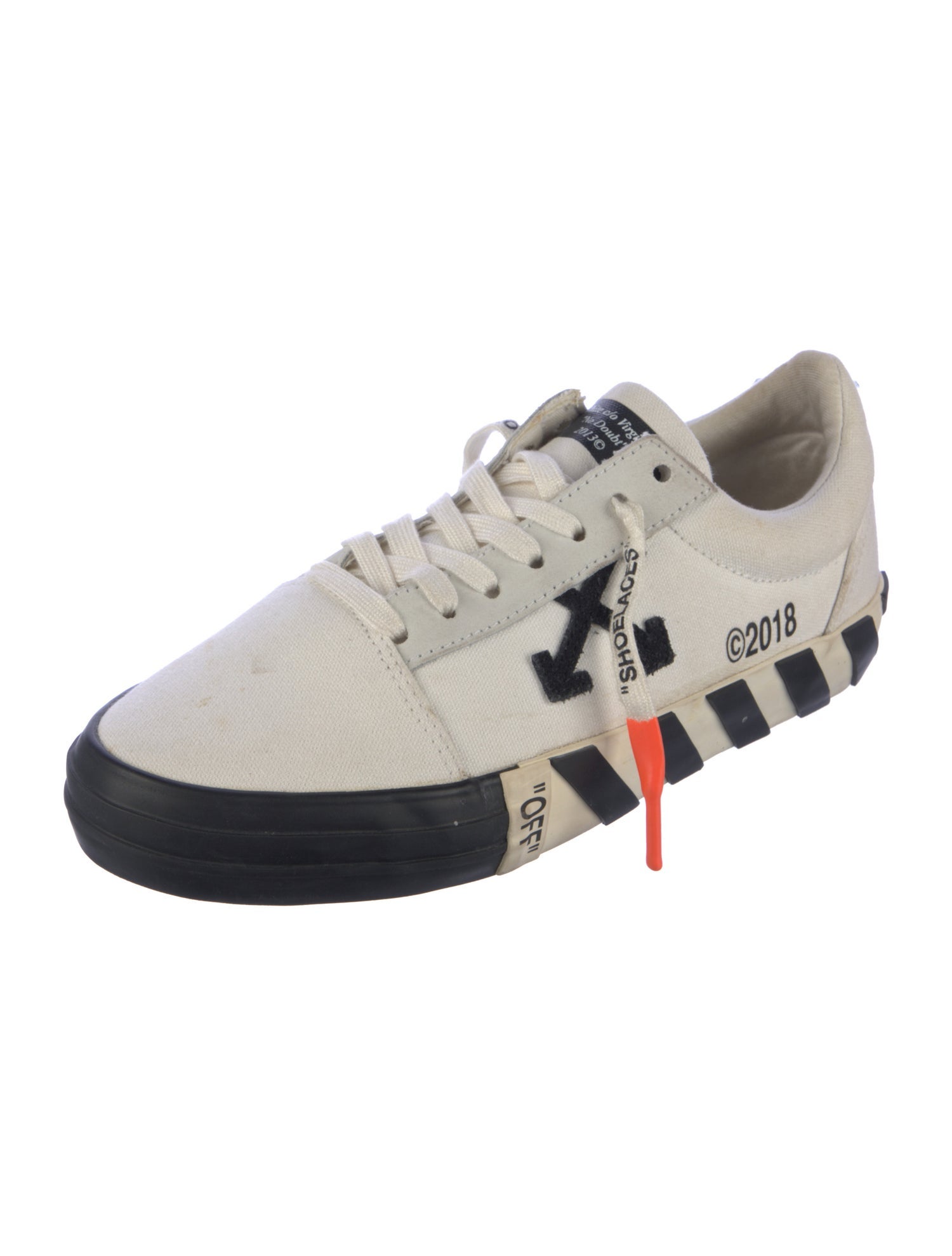 Off-White Canvas Printed Athletic Sneakers