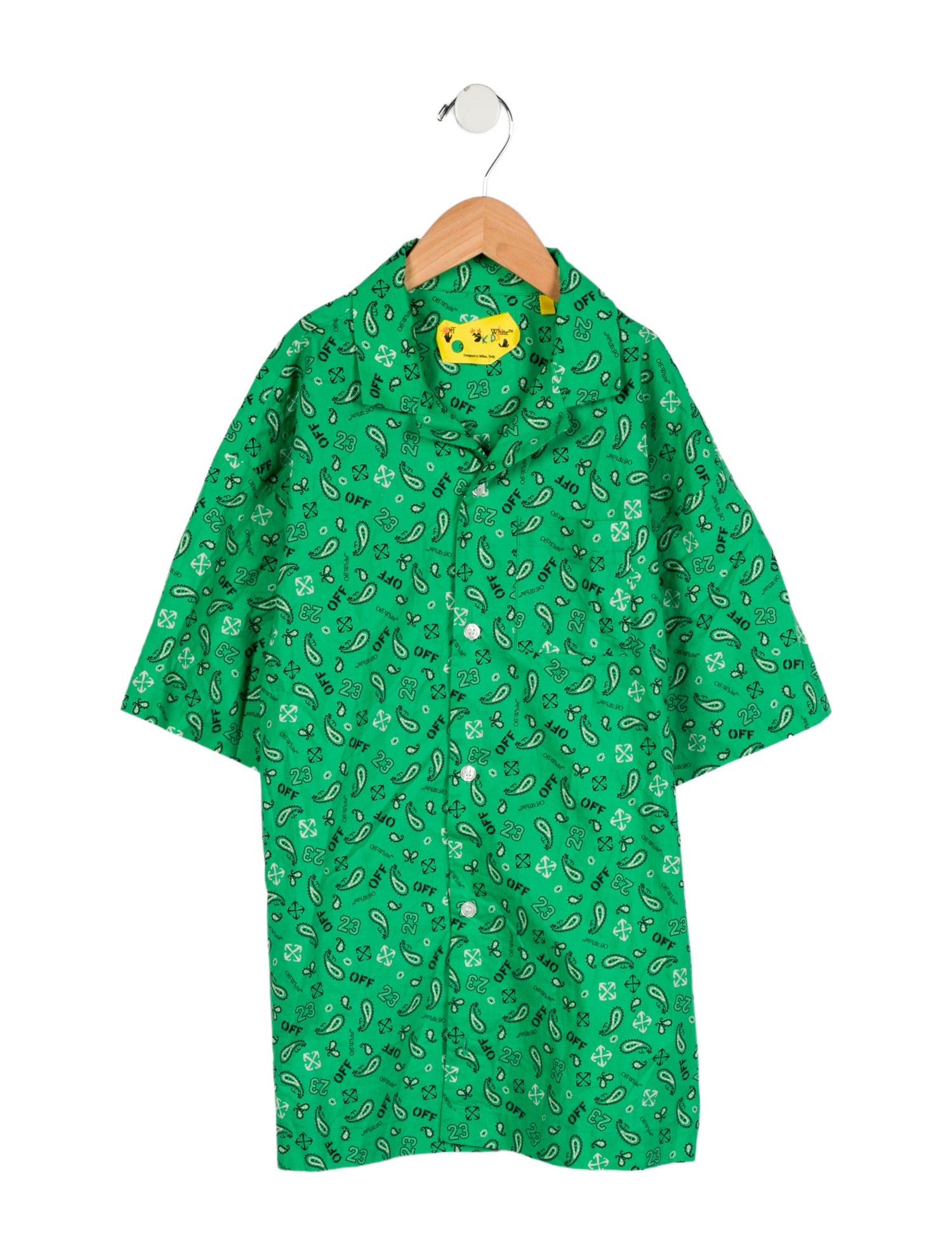 Off-White Boys' Bandana Logo Printed Button Up Shirt