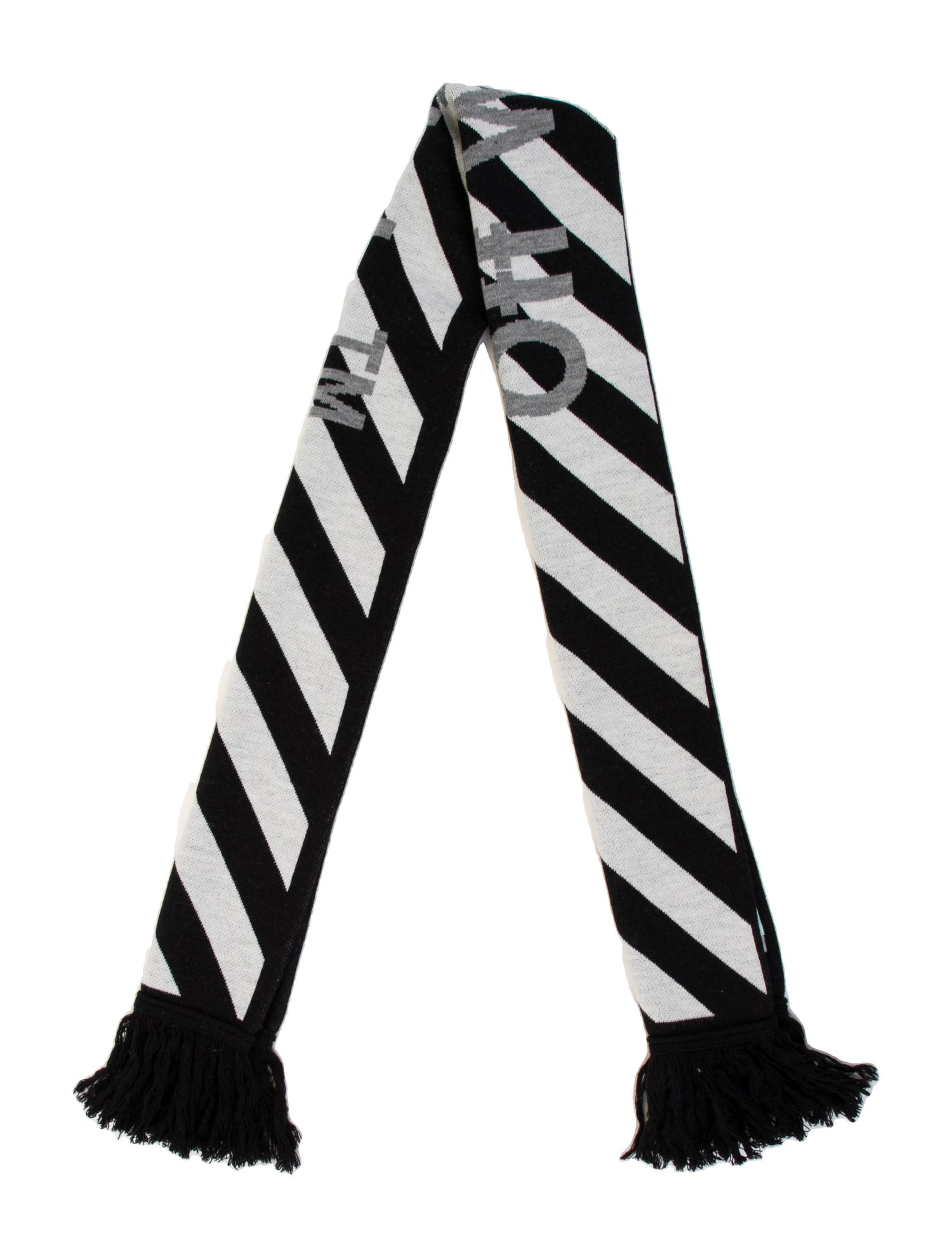Off-White Acrylic Striped Scarf