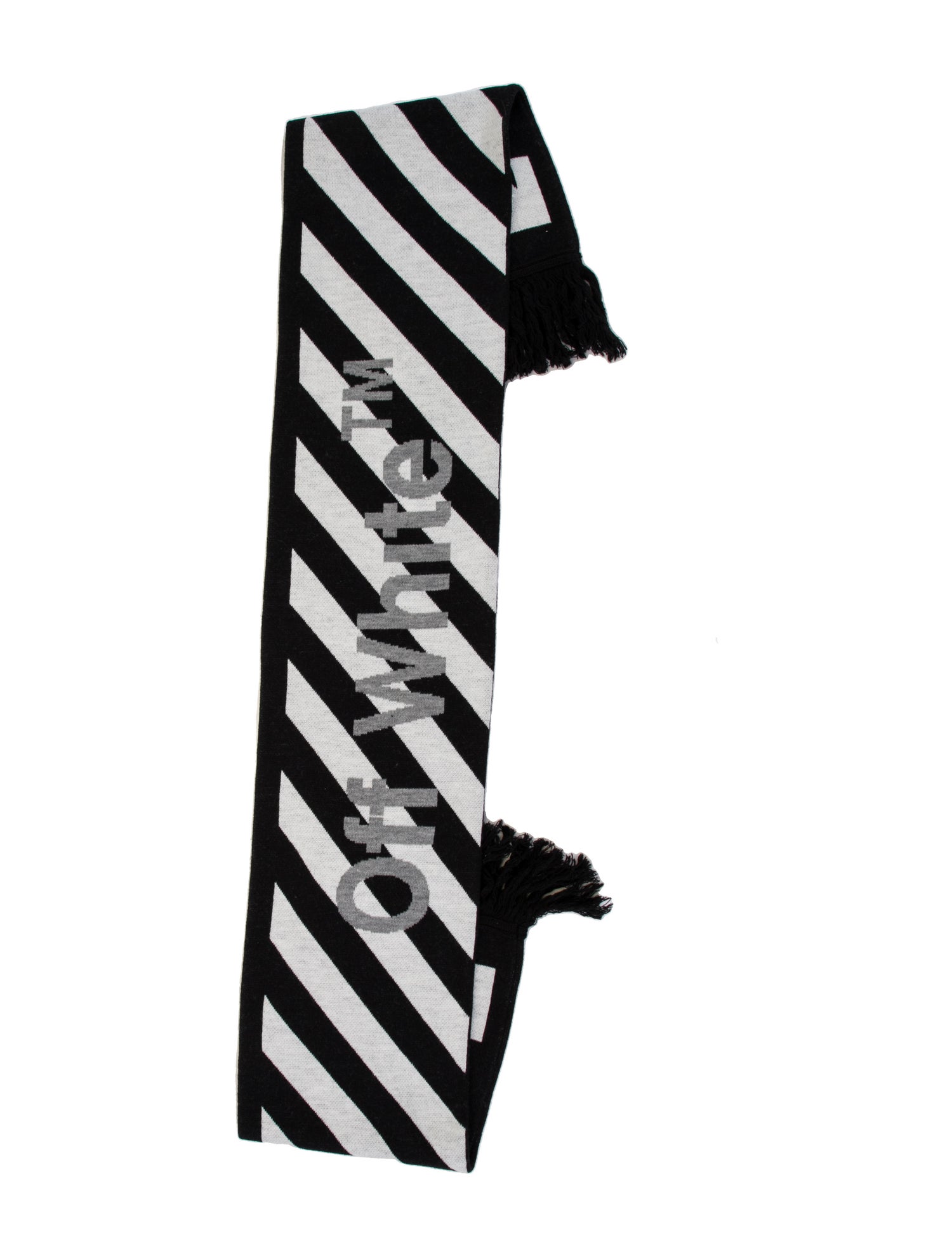 Off-White Acrylic Striped Scarf