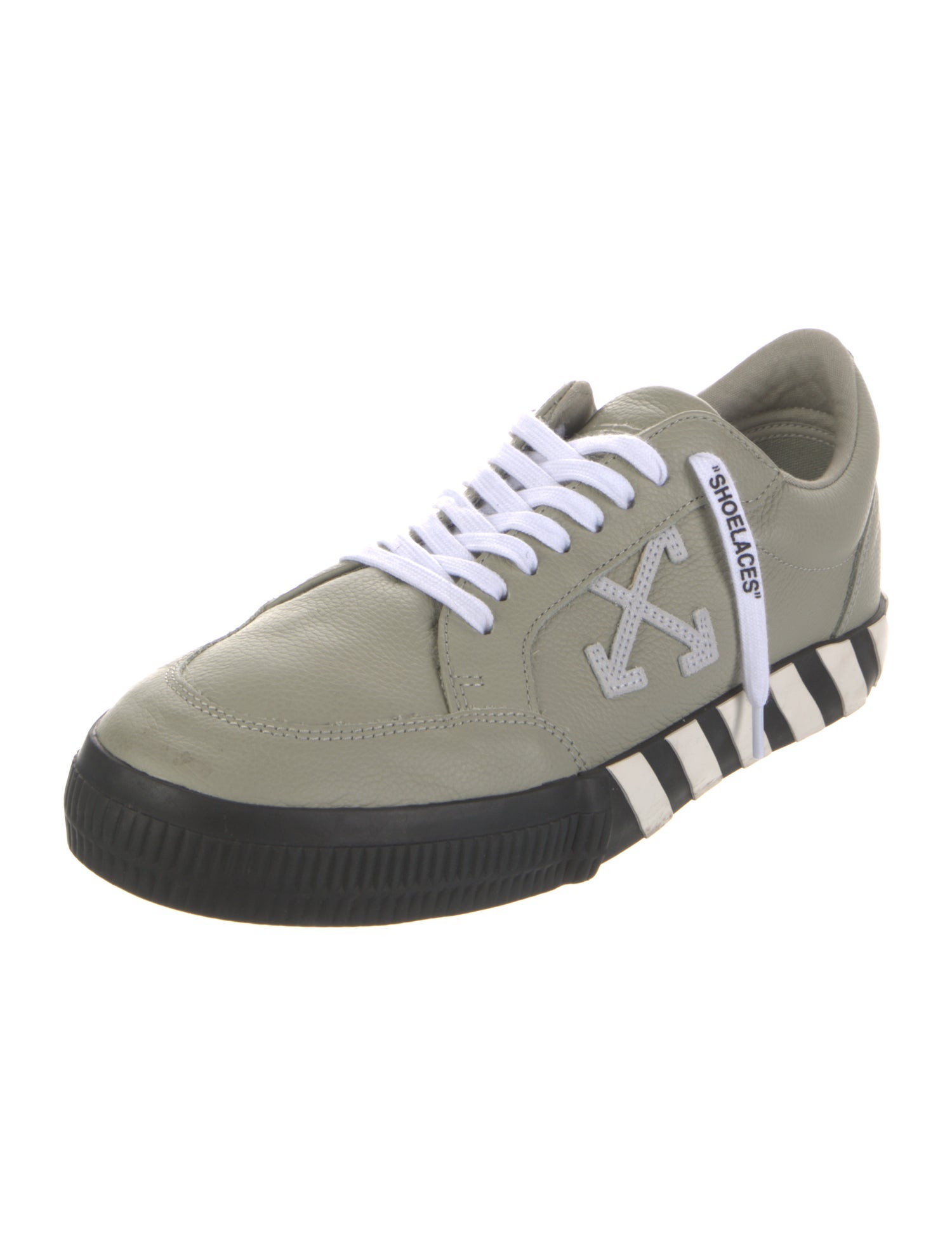 Off-White Leather Printed Athletic Sneakers
