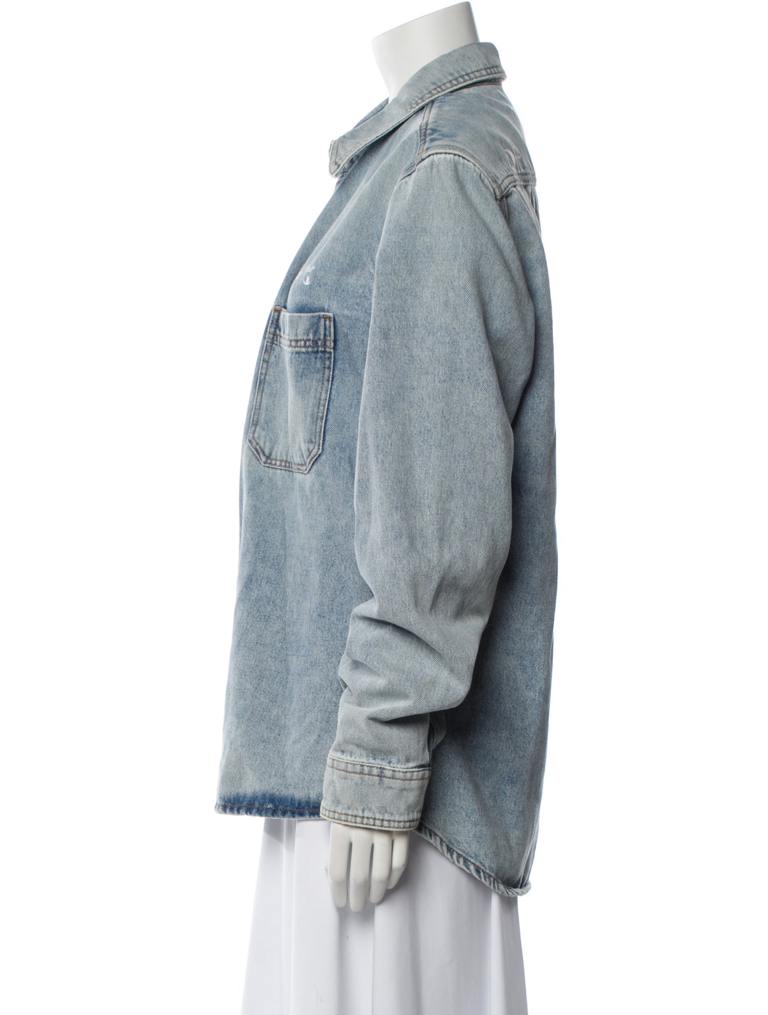 Off-White 2020 Logo Long Sleeve Denim Shirt