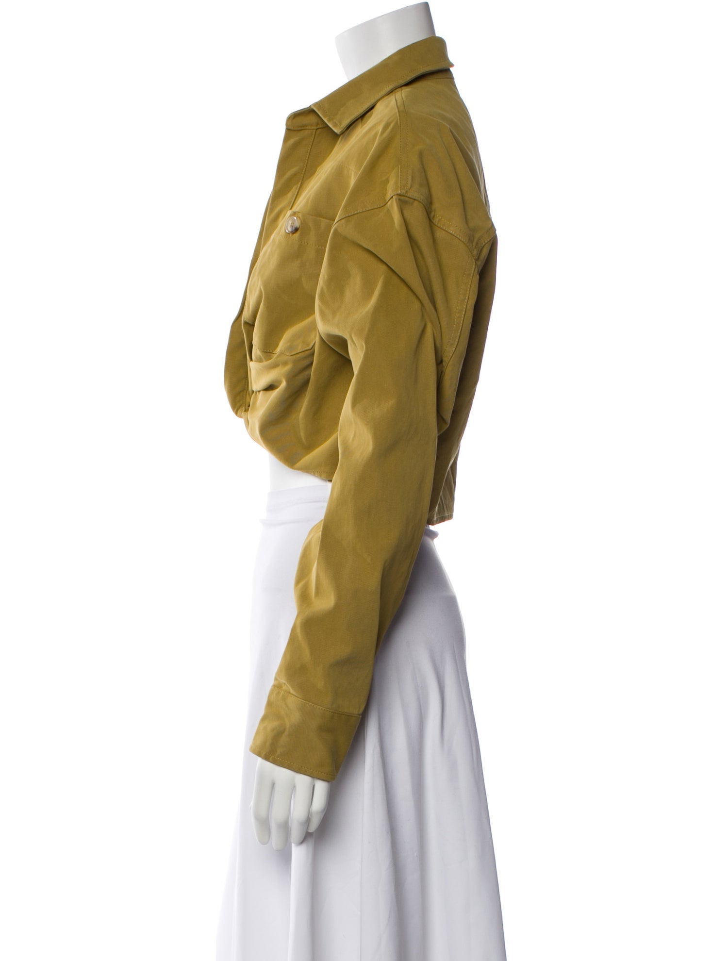 Off-White V-Neck Long Sleeve Crop Top