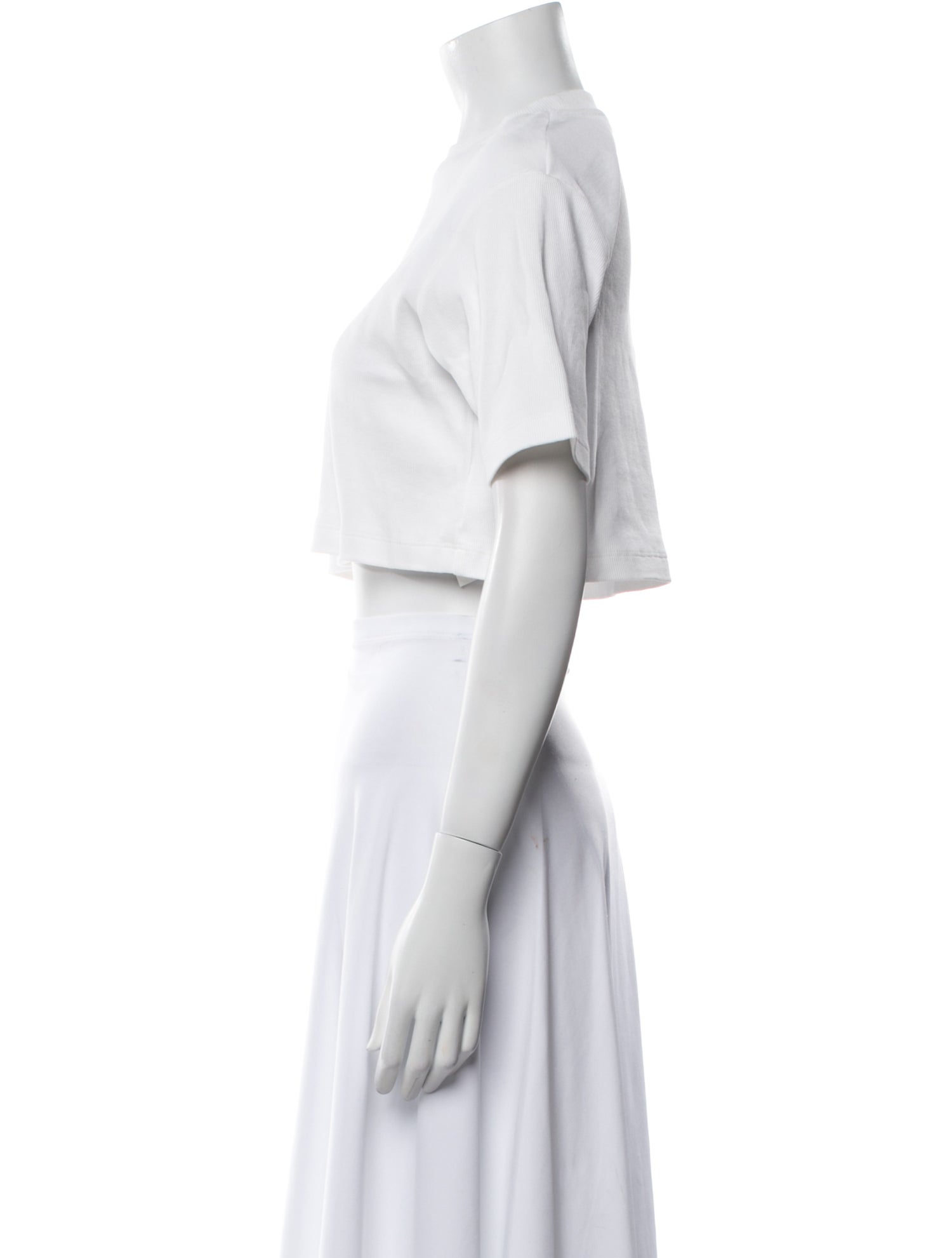 Off-White Crew Neck Short Sleeve Crop Top