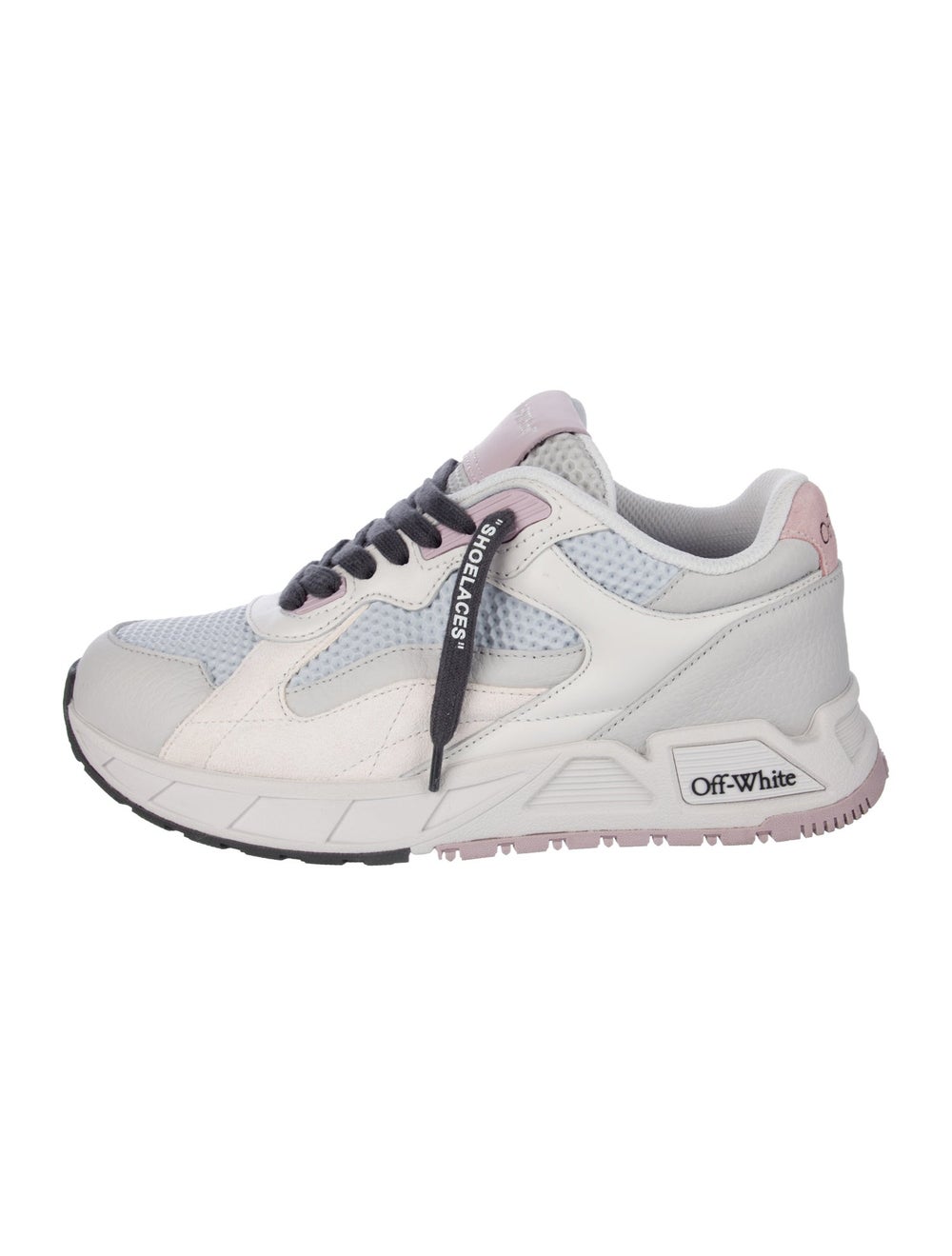 Off-White Leather Colorblock Pattern Sneakers - image 1