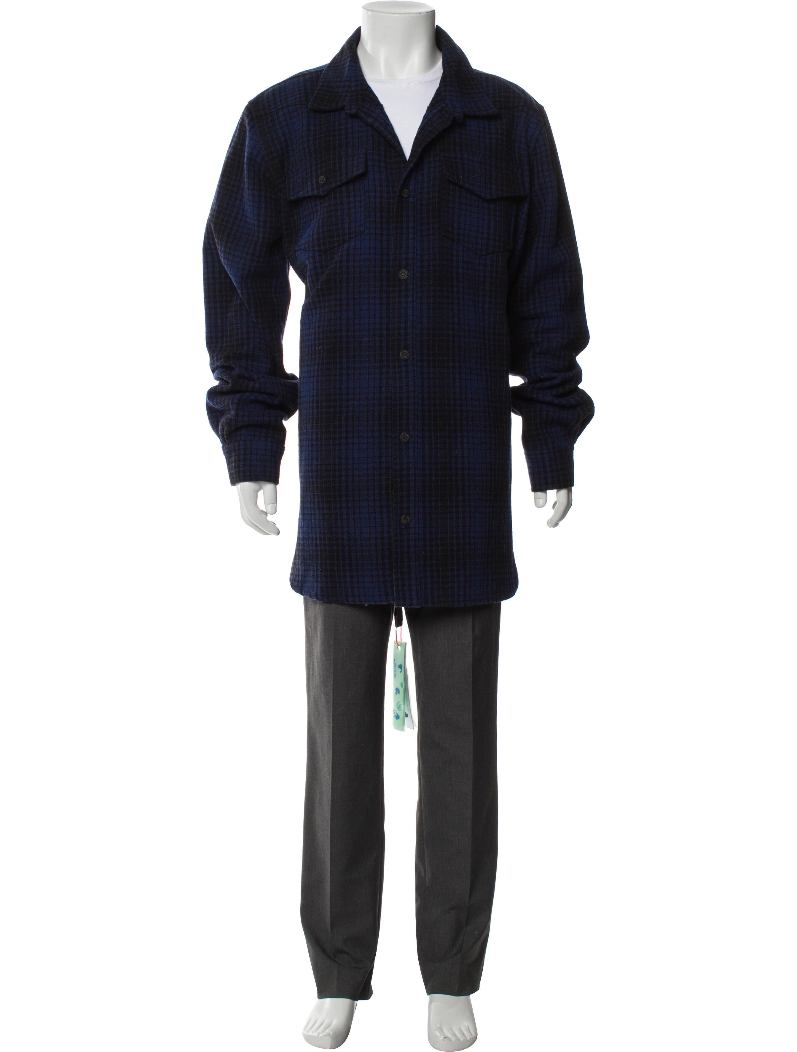 Off-White Diagonals Plaid Plaid Print Overcoat