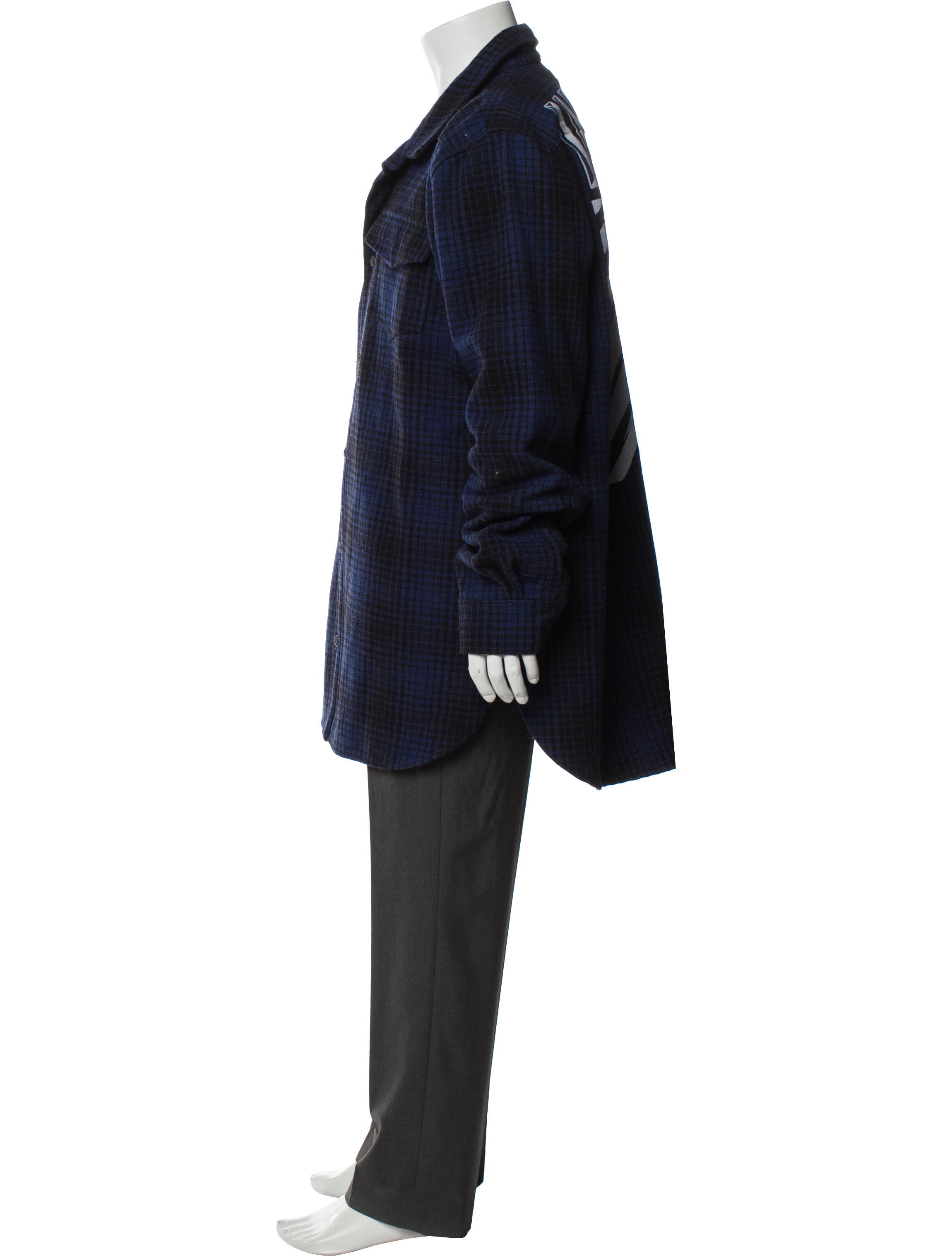 Off-White Diagonals Plaid Plaid Print Overcoat