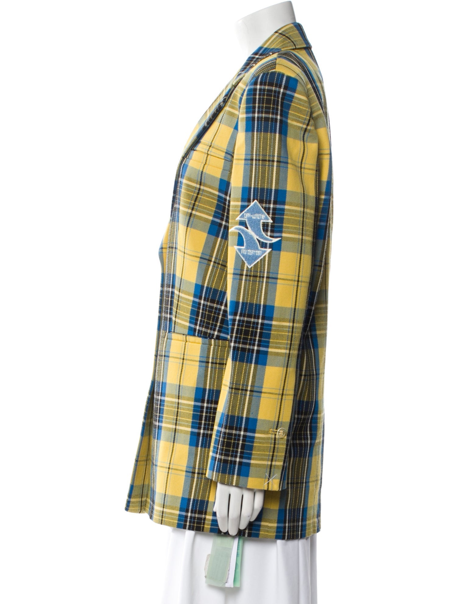 Off-White Plaid Virgin Wool Coat w/ Tags