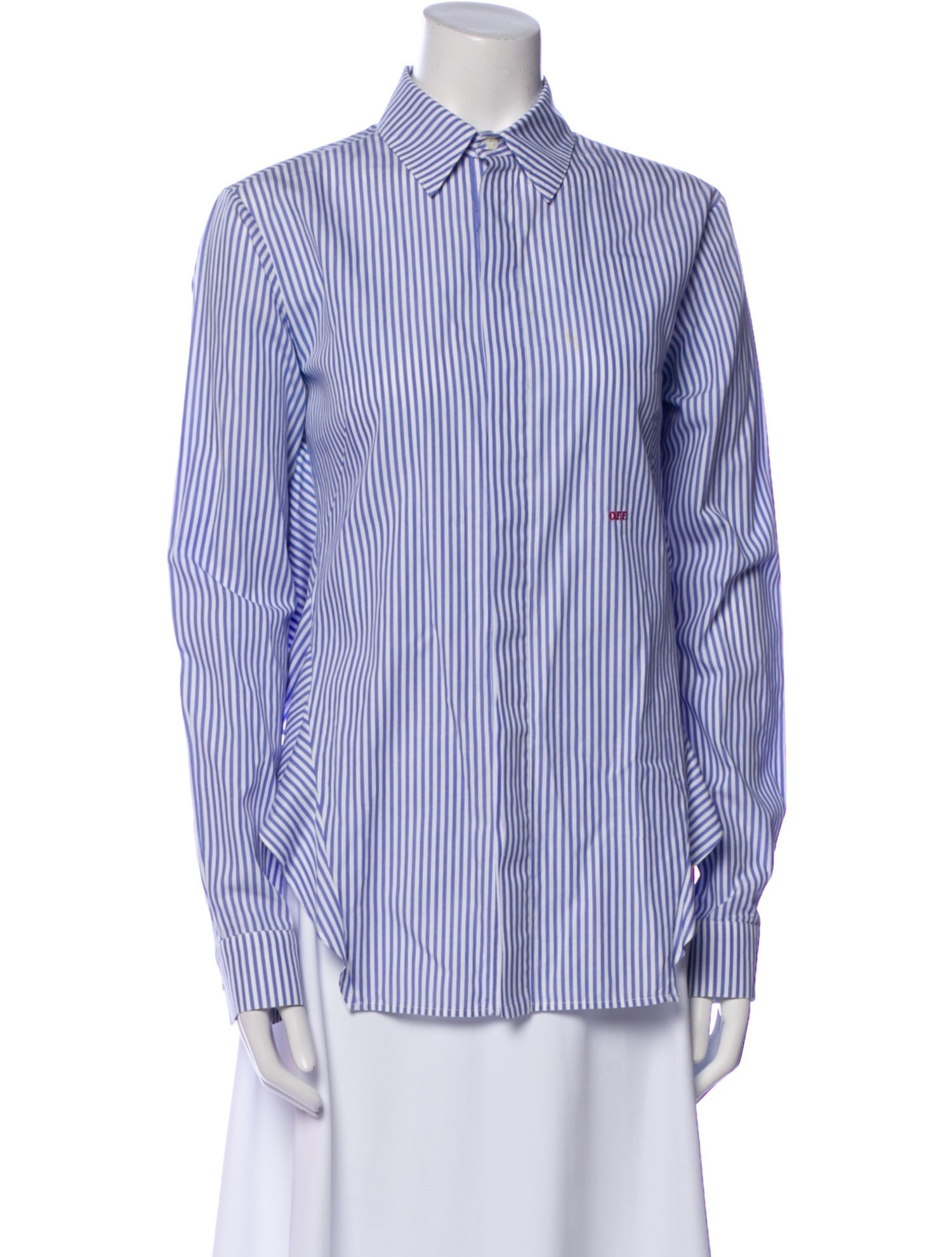 Off-White Striped Long Sleeve Button-Up Top