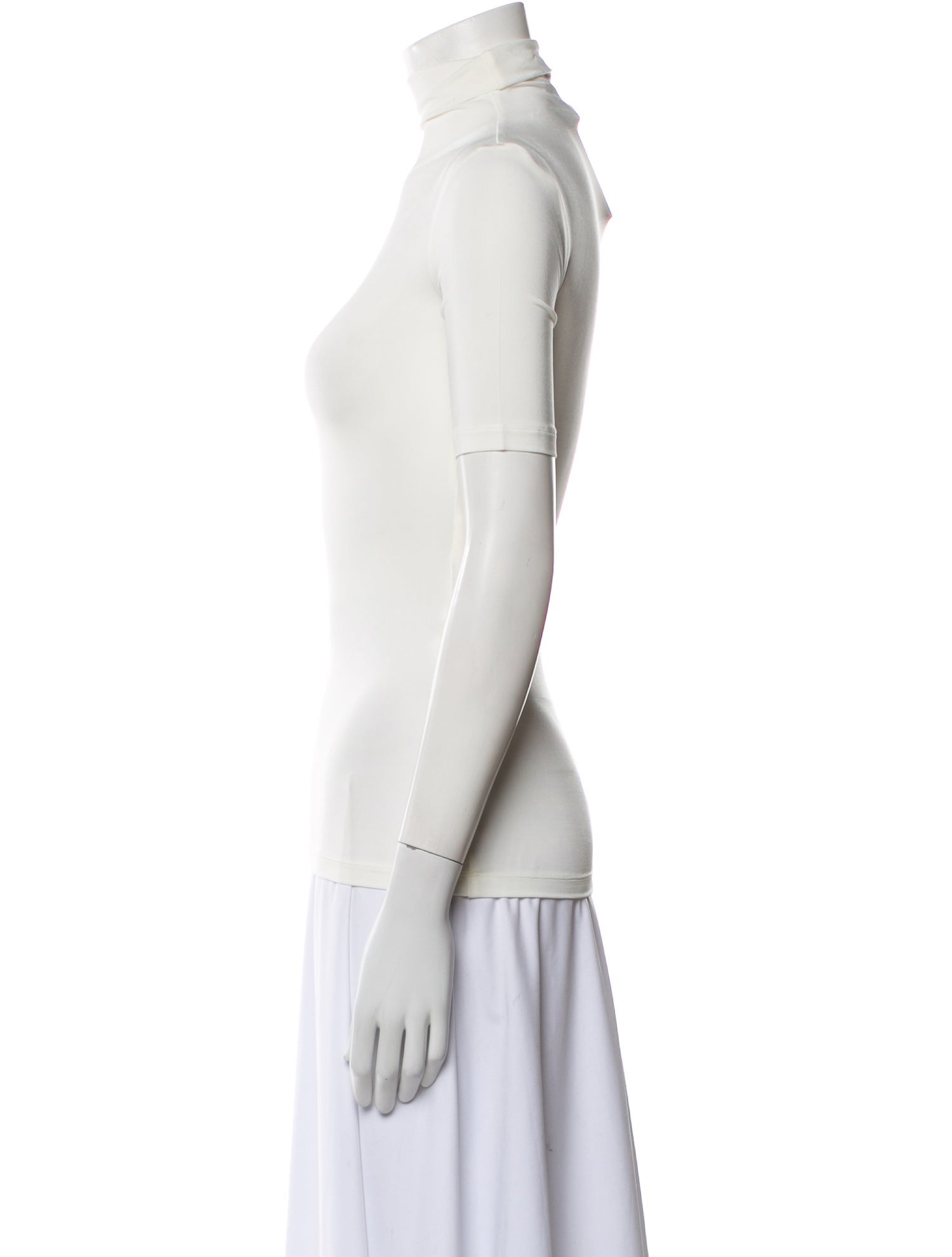 Off-White Mock Neck Short Sleeve Top