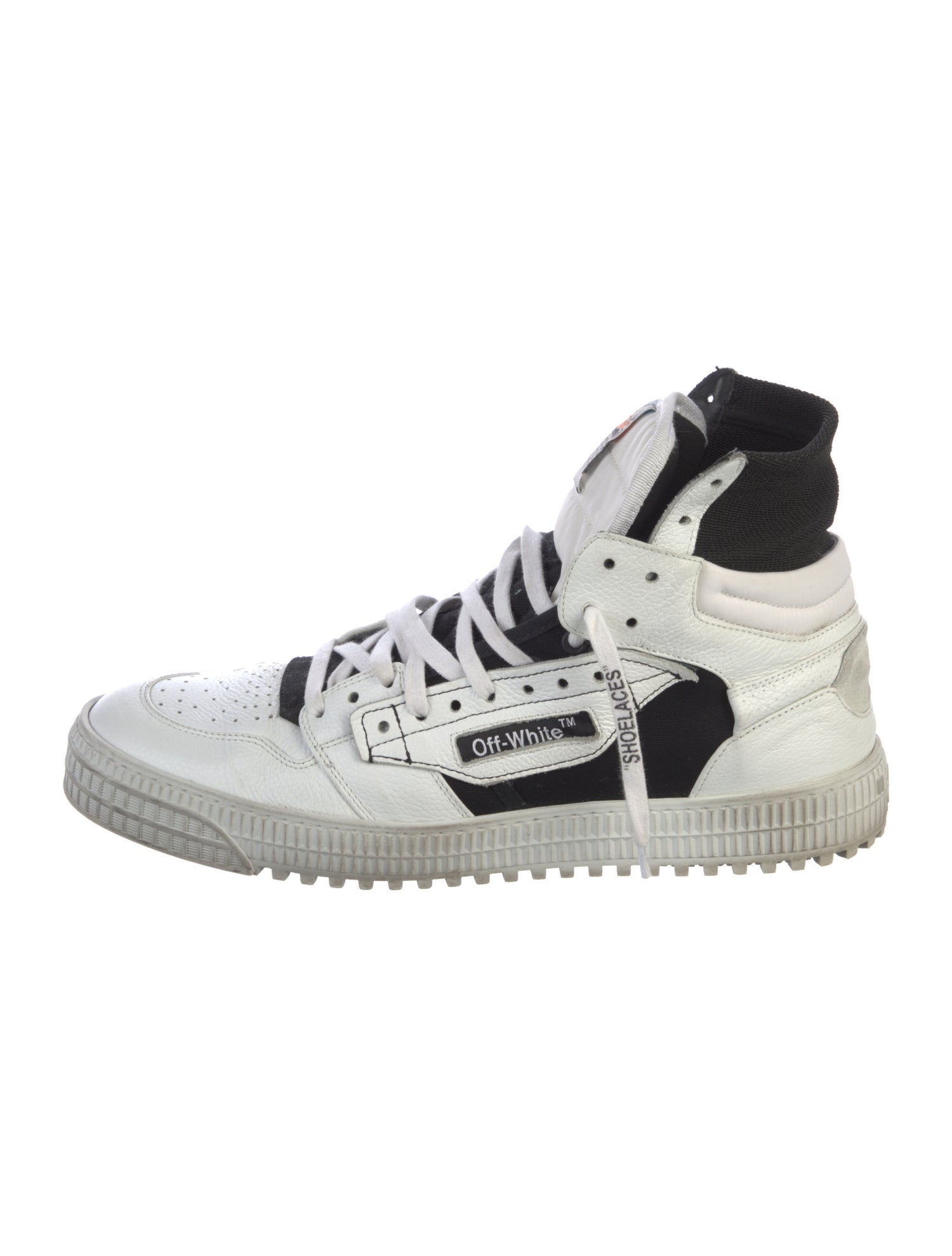 Off-White Leather Colorblock Pattern Sneakers