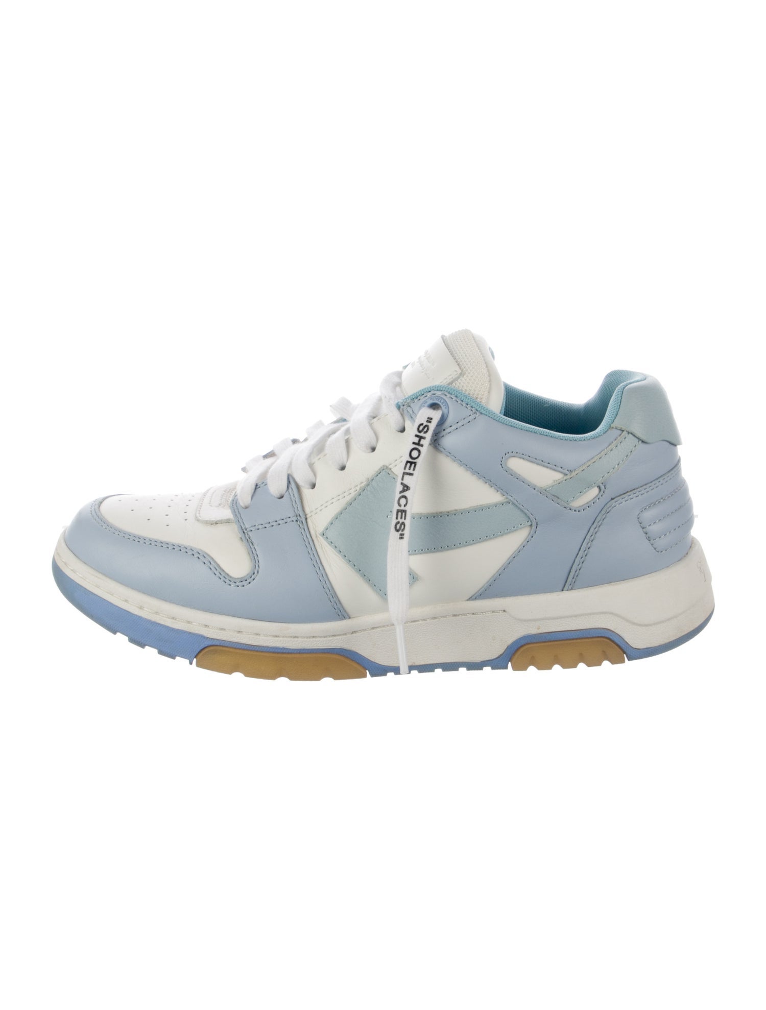 Off-White Leather Colorblock Pattern Sneakers