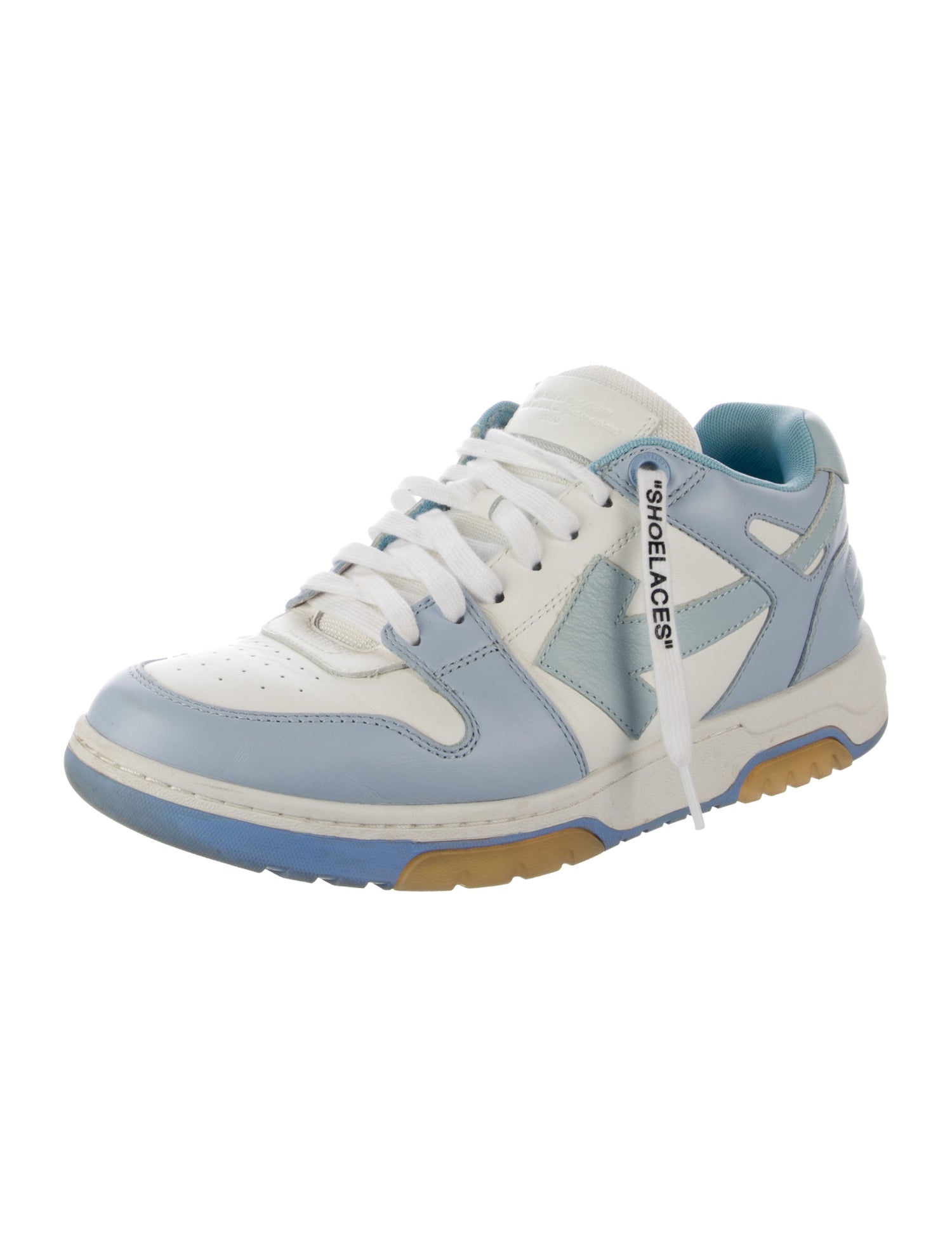 Off-White Leather Colorblock Pattern Sneakers