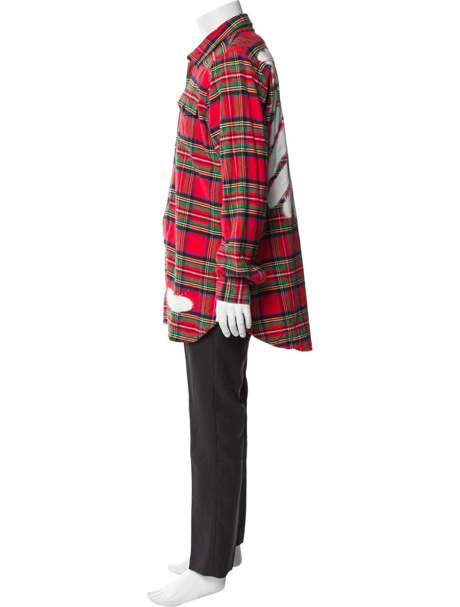 Off-White Spray-paint Plaid Print Shirt