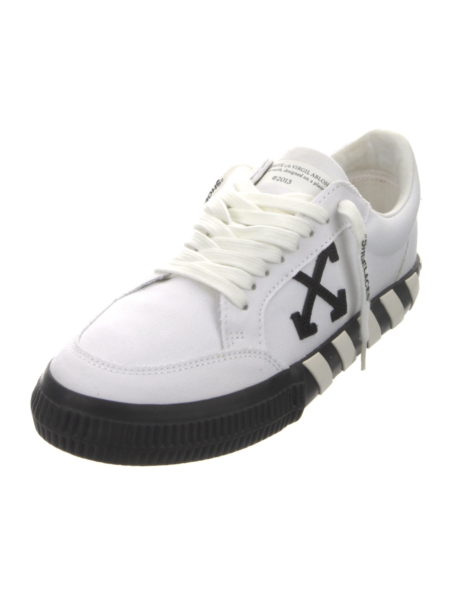 Off-White Canvas Striped Sneakers