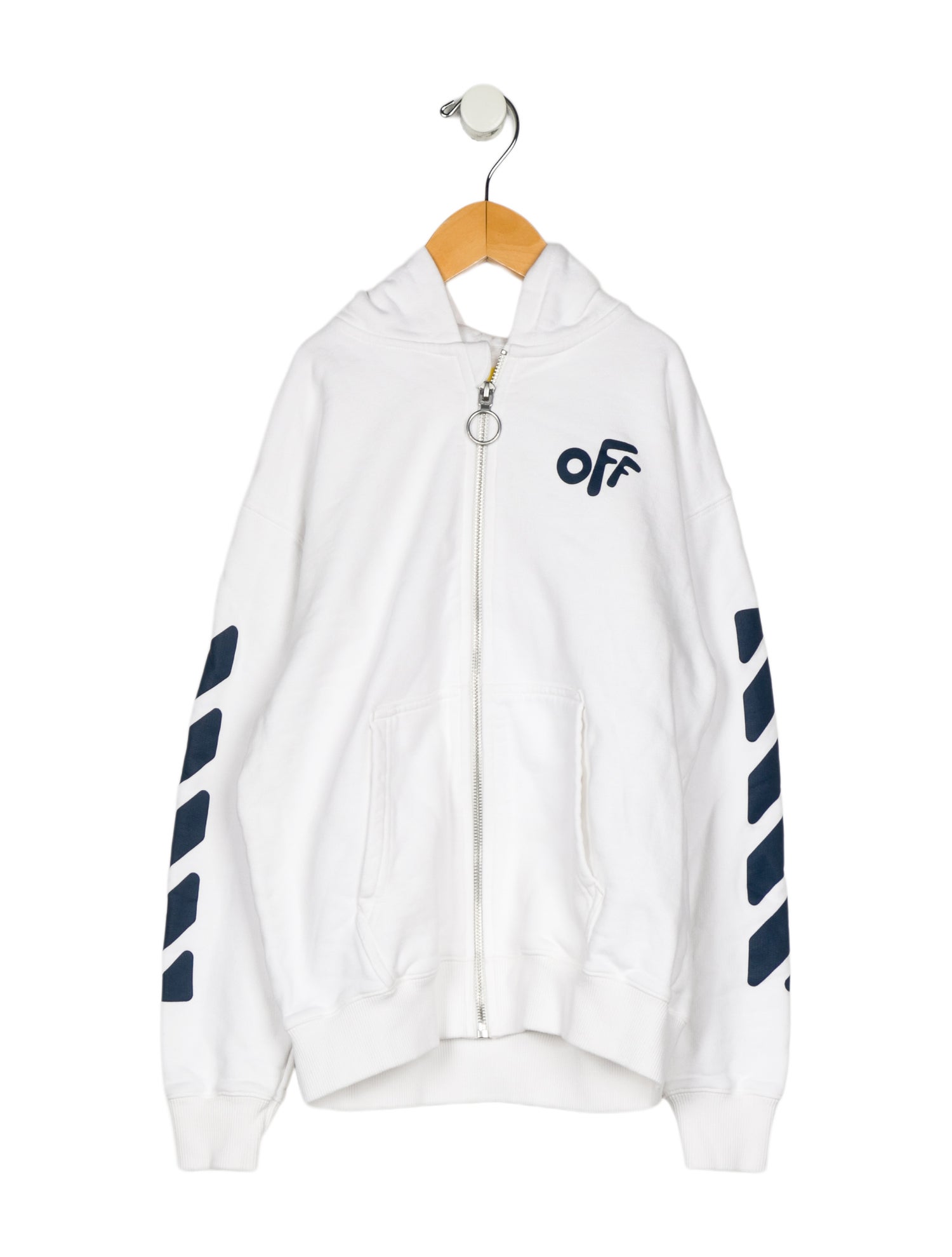 Off-White Diagonal Zip-Up Hoodie