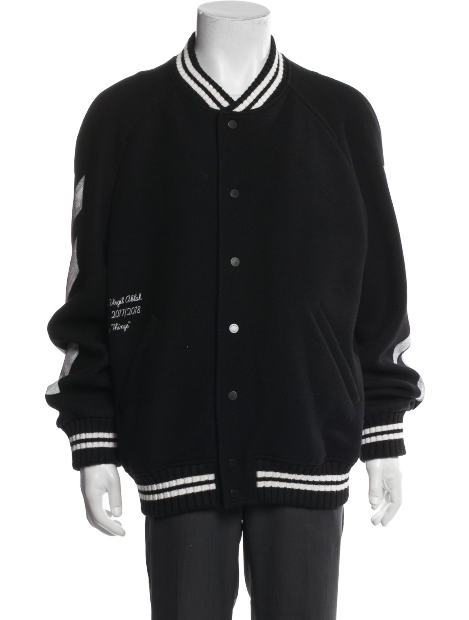 Off-White 2017 Brushed Diagonal Varsity Jacket Varsity Jacket