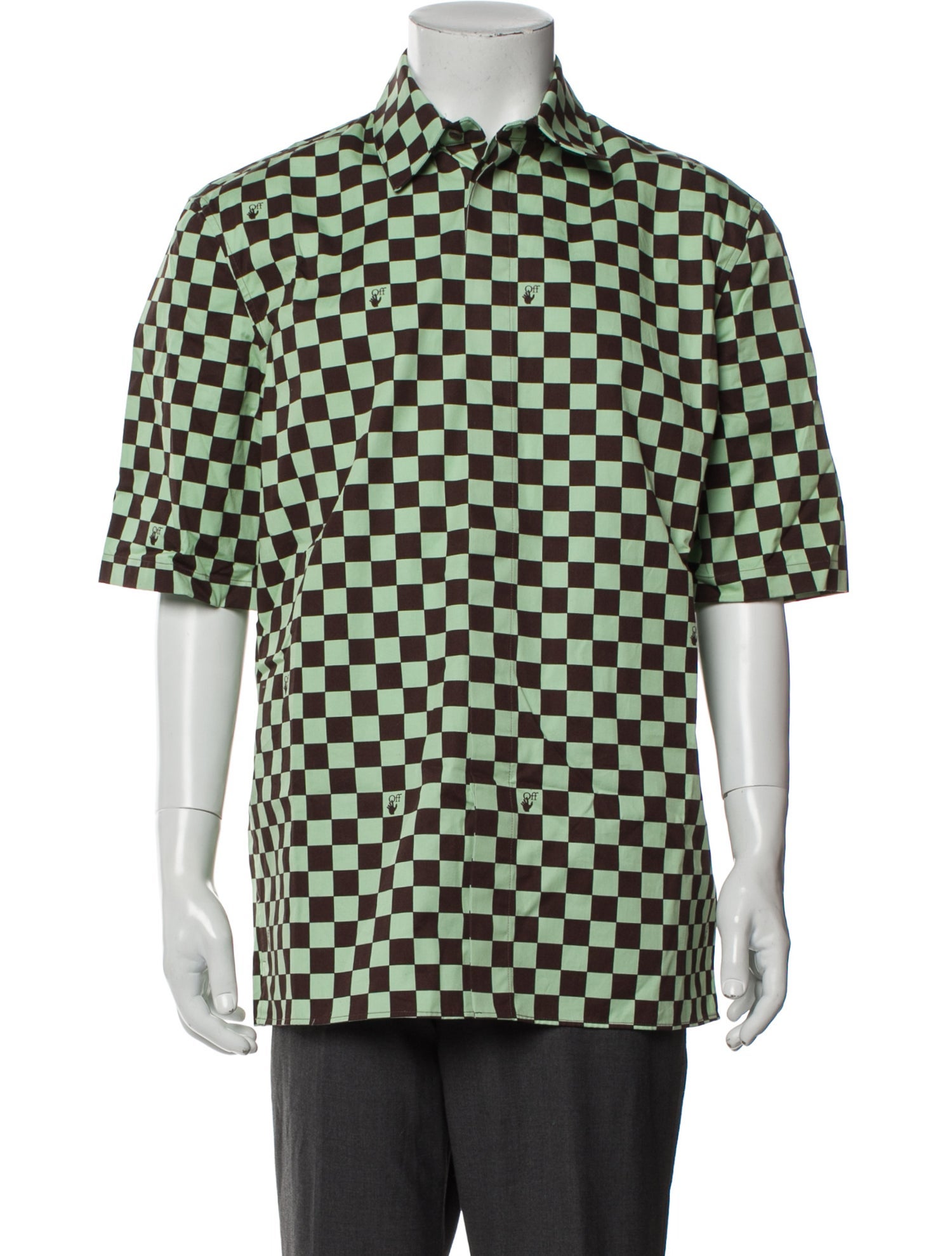 Off-White Checkered Plaid Print Shirt